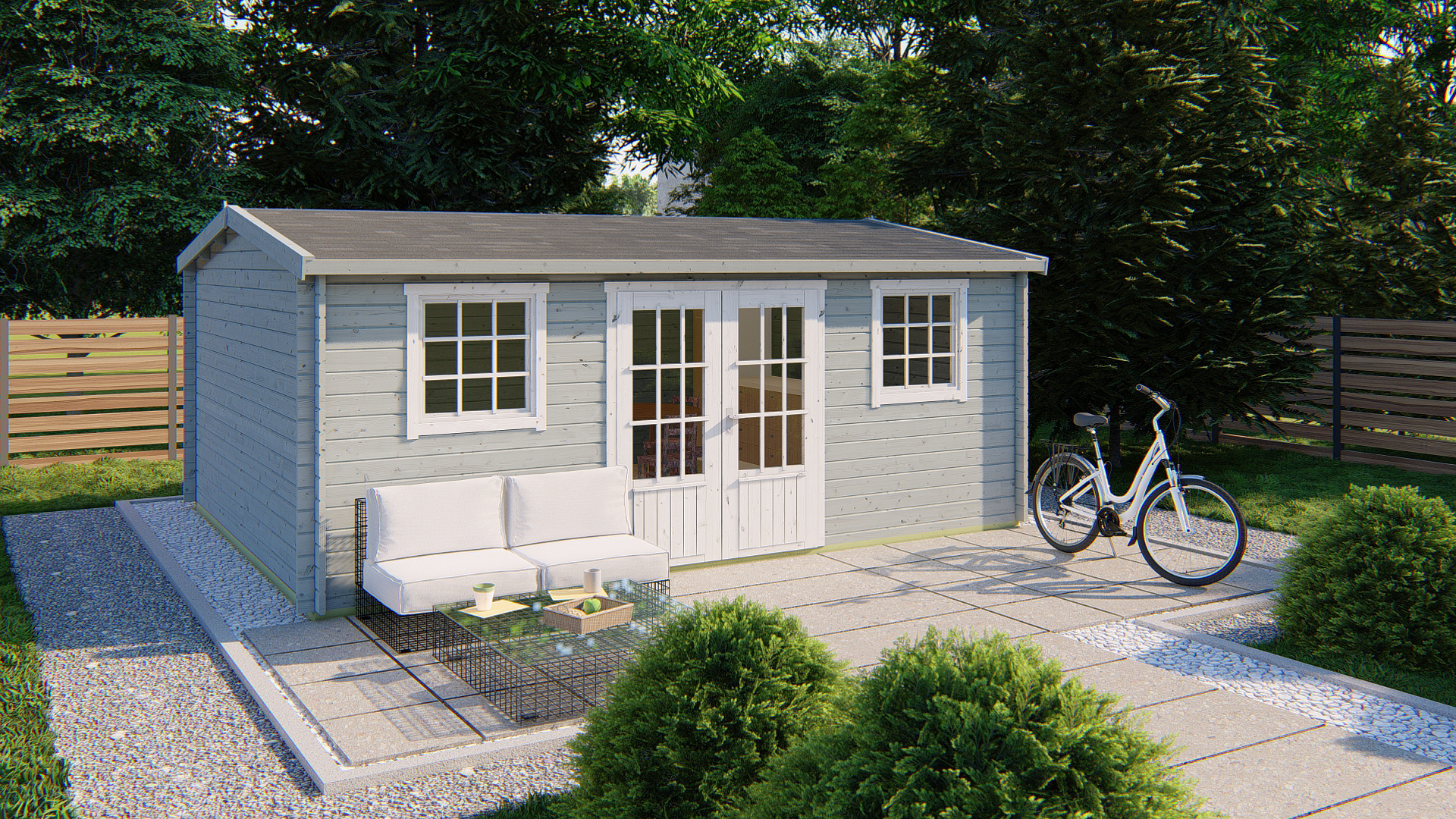 Blokhut - Tuinhuis Dianne | 40 mm | vuren grijs geïmpregneerd