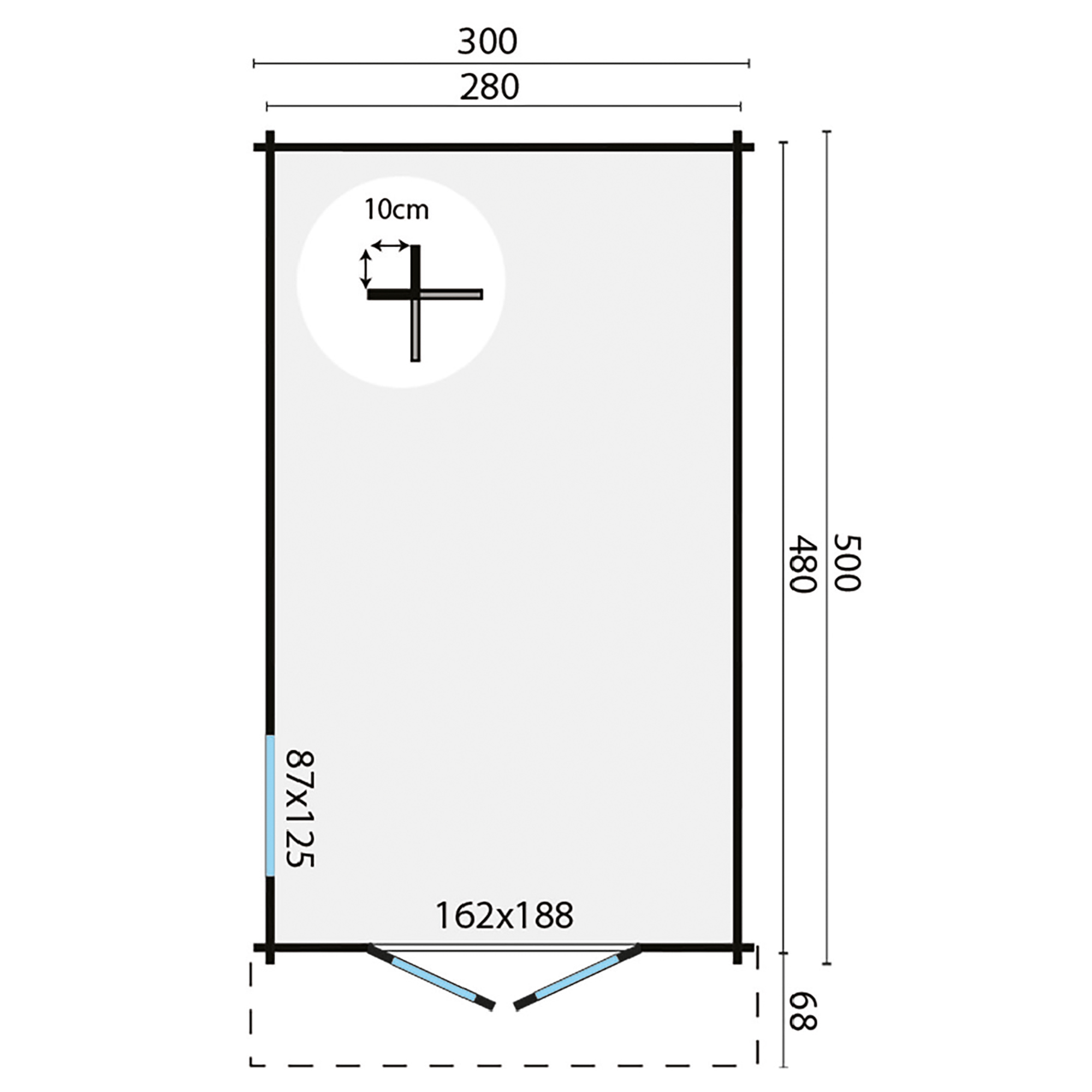 Blokhut - Tuinhuis Julia | 40 mm | vuren onbehandeld Blokhut - Tuinhuis Julia | 40 mm | vuren onbehandeld