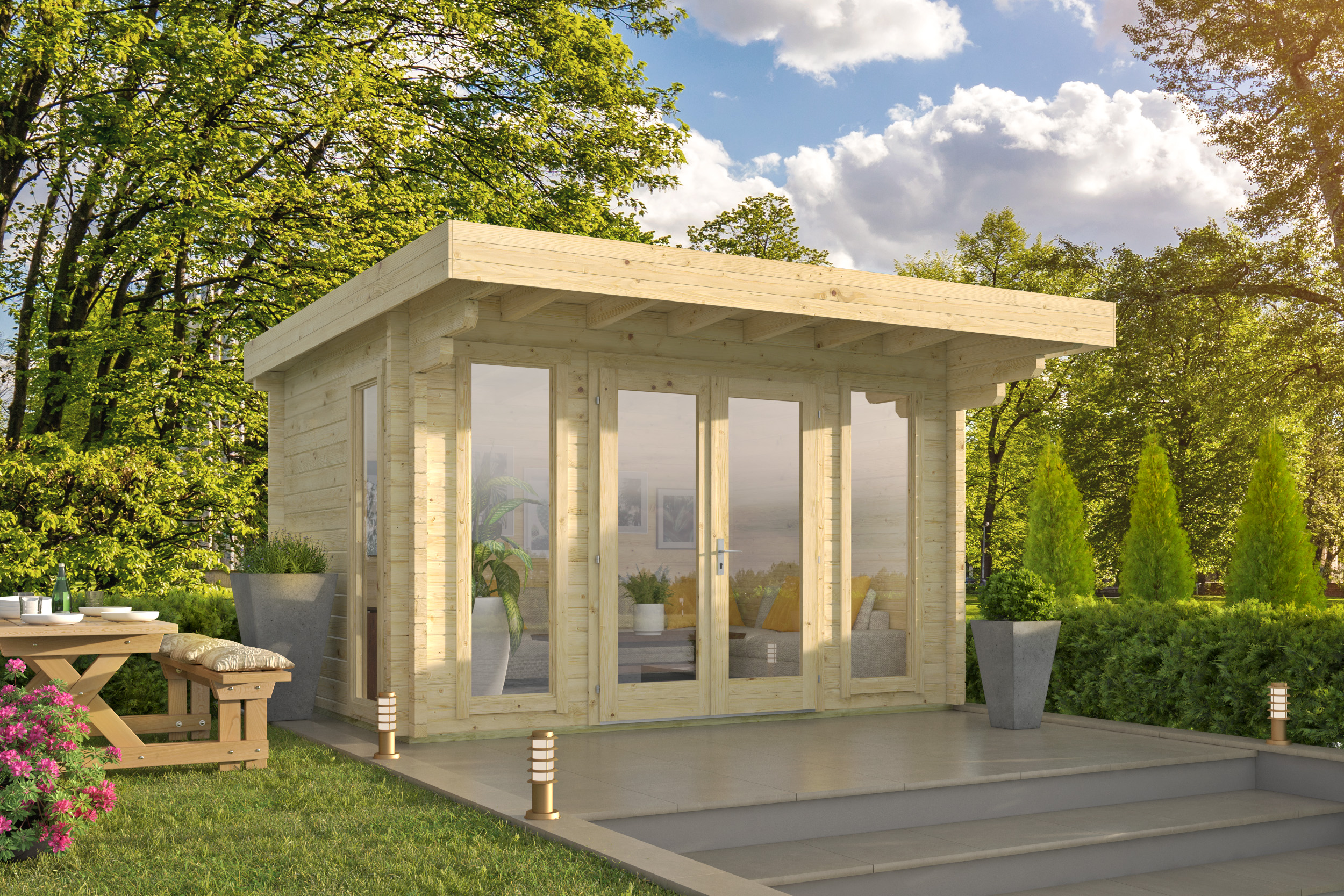 Blokhut - Tuinhuis Whitegate | 70 mm | onbehandeld Blokhut - Tuinhuis Whitegate | 70 mm | onbehandeld