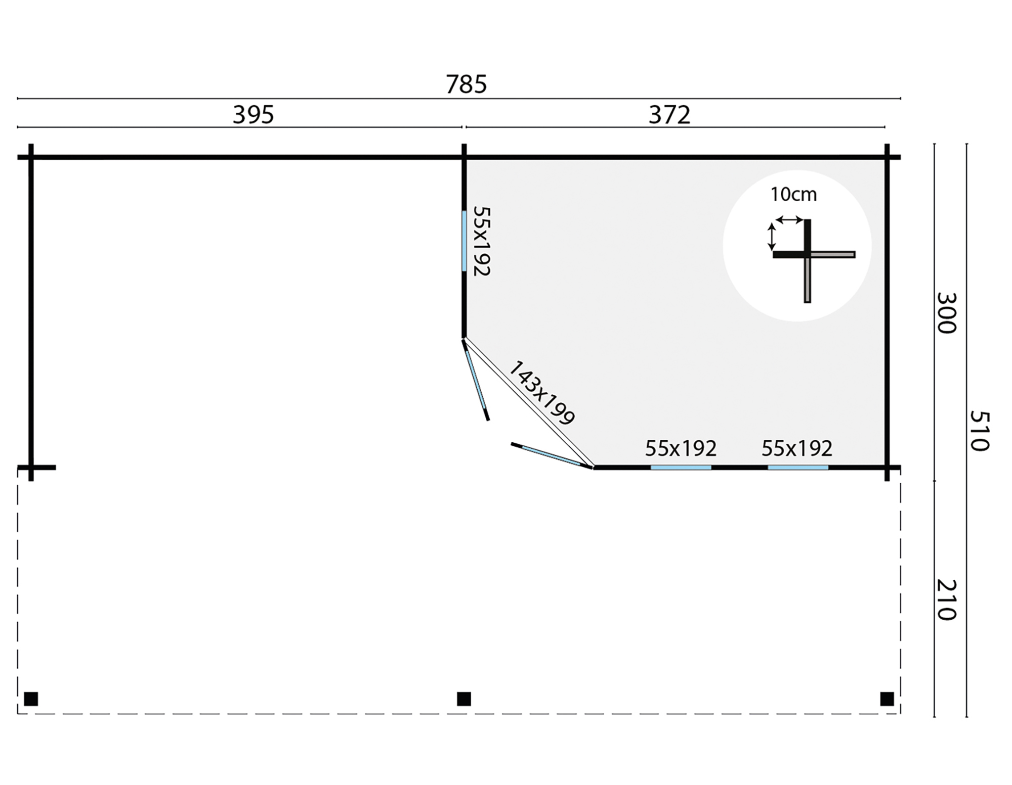 Blokhut - Tuinhuis Oletha | 40 mm | vuren grijs geïmpregneerd