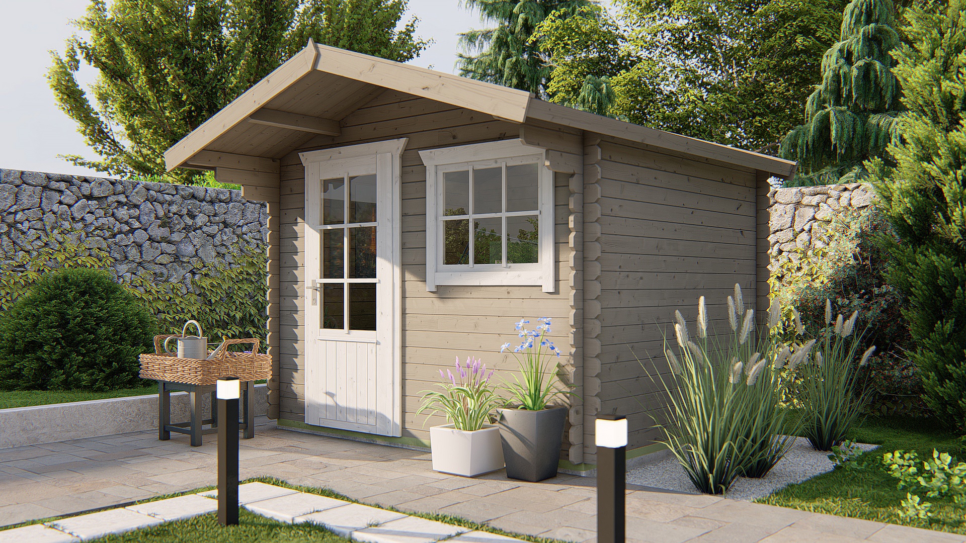 Blokhut - Tuinhuis Björn | 28 mm | vuren groen geïmpregneerd Blokhut - Tuinhuis Björn | 28 mm | vuren groen geïmpregneerd