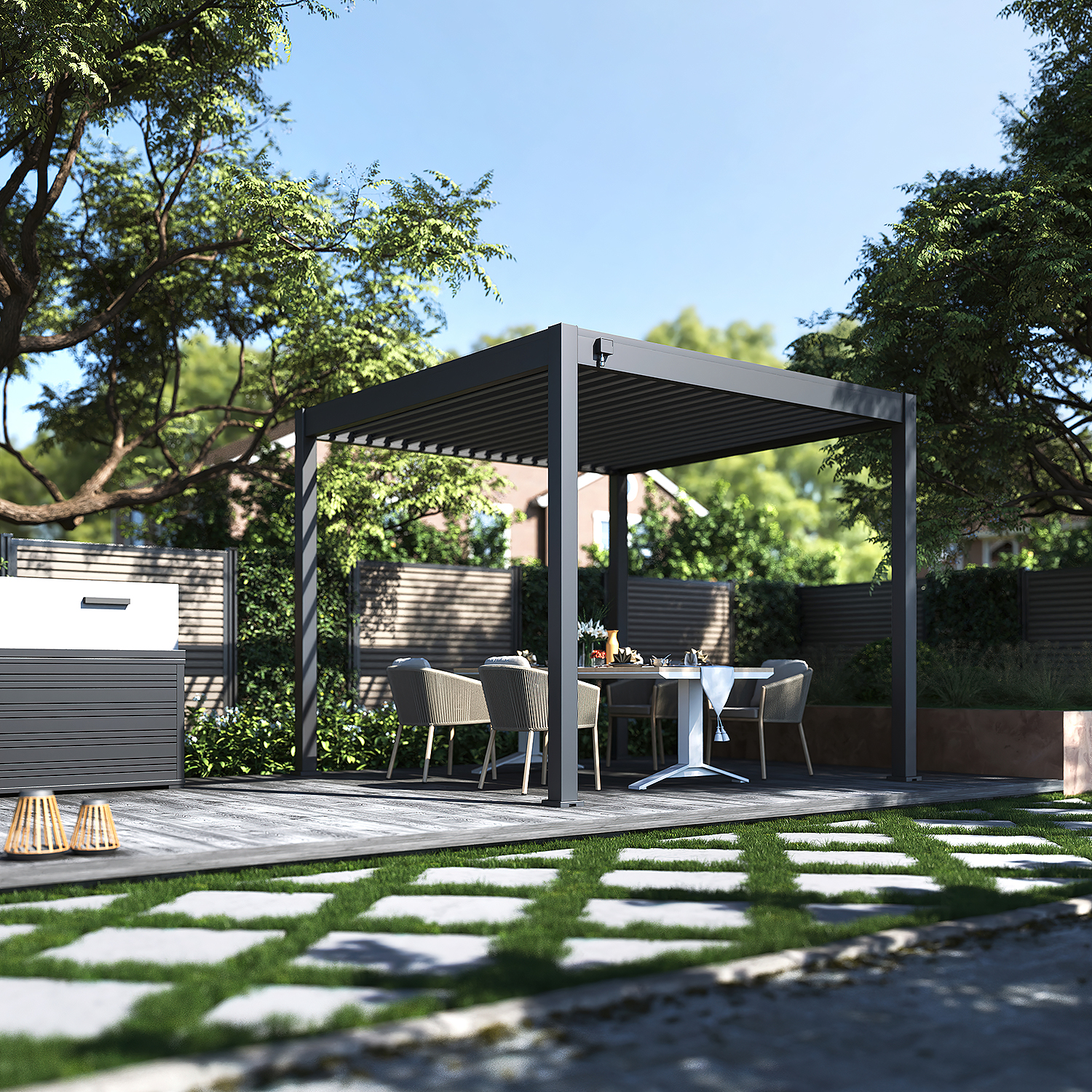 Tuindeco Advance line vrijstaande aluminium overkapping 300 x 300 x 255 cm antraciet — 2