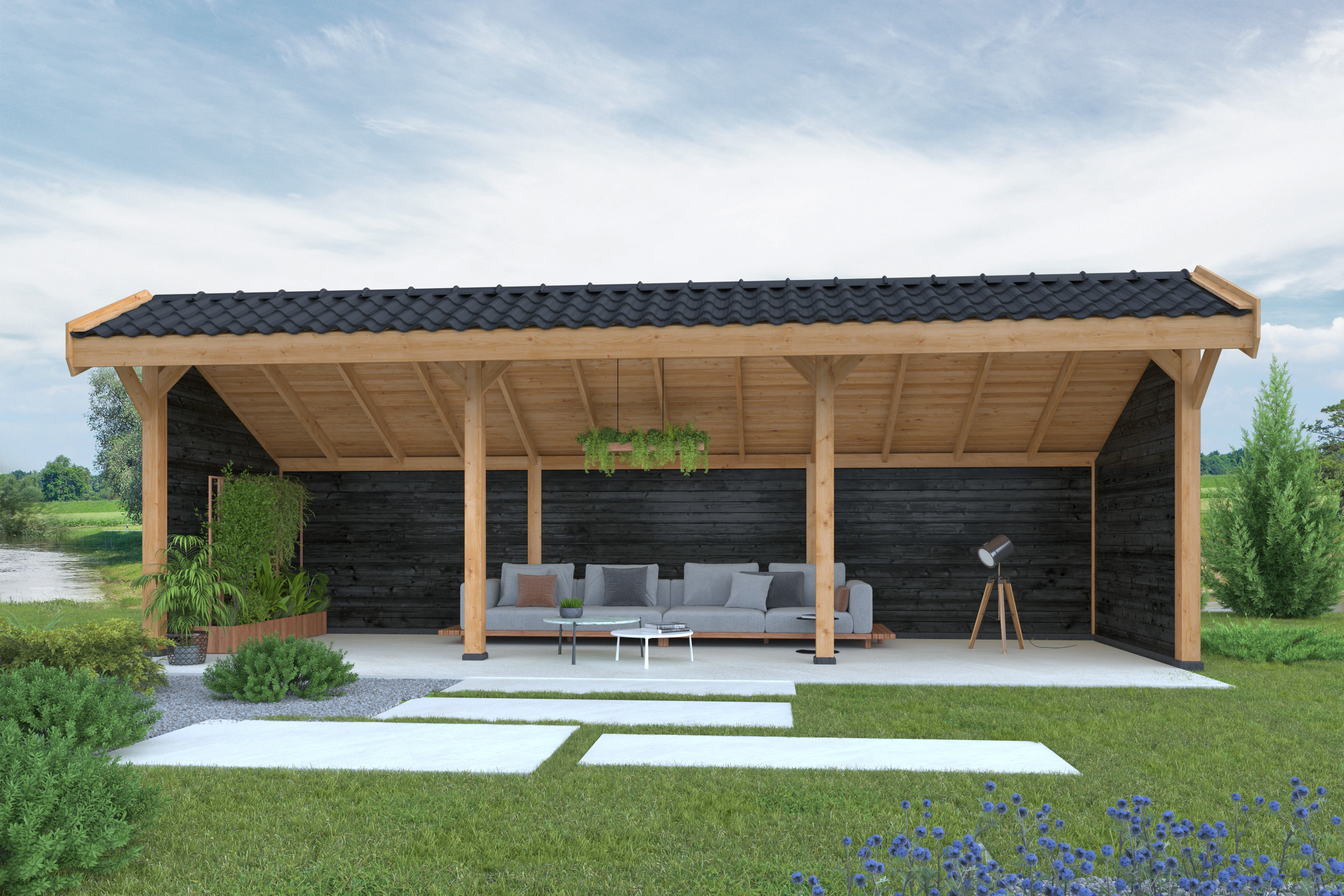 DHZ Kapschuur Boekelo Douglas 900 x 250 cm zwart geïmpregneerd