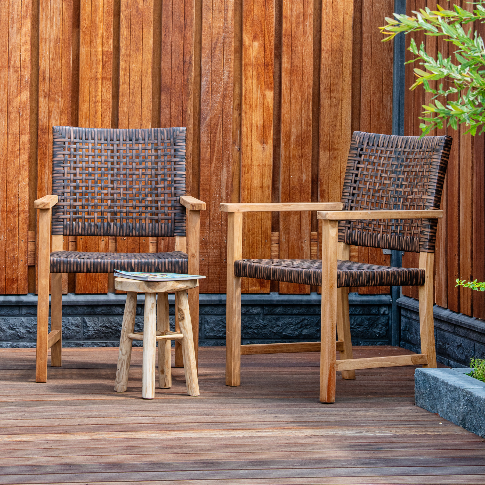 Teak tuinstoel Madiun (set van 2 stoelen)