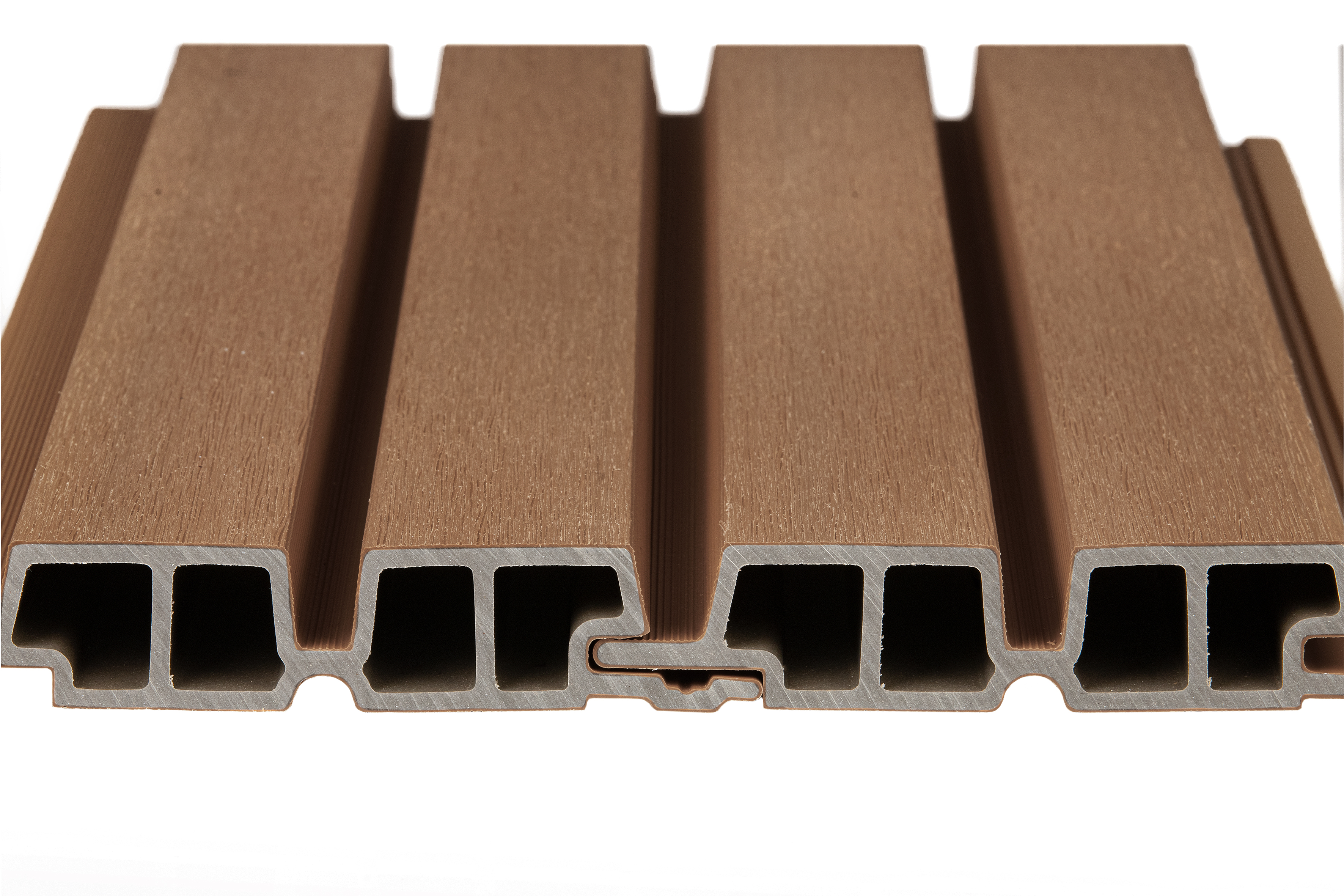 PuraTech 55 composiet dubbel profiel 3,3 x 17,0 x 390 cm, teak, fijne houtnerf