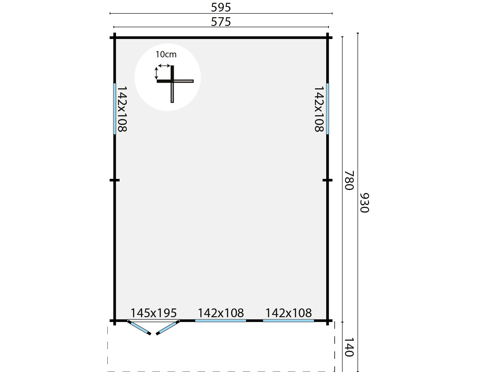 Blokhut - Tuinhuis Ballyragget | 70 mm | vuren onbehandeld