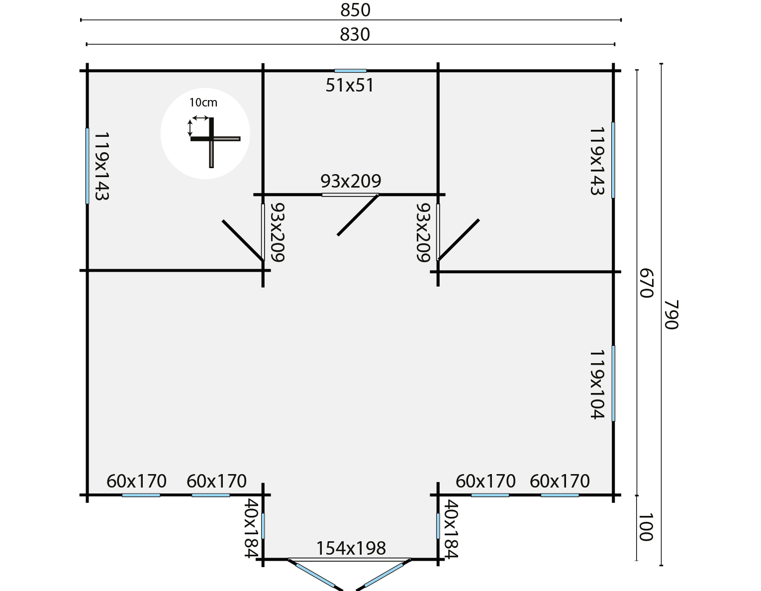 Blokhut - Tuinhuis Mullingar | 70 mm | vuren bruin geïmpregneerd Blokhut - Tuinhuis Mullingar | 70 mm | vuren bruin geïmpregneerd