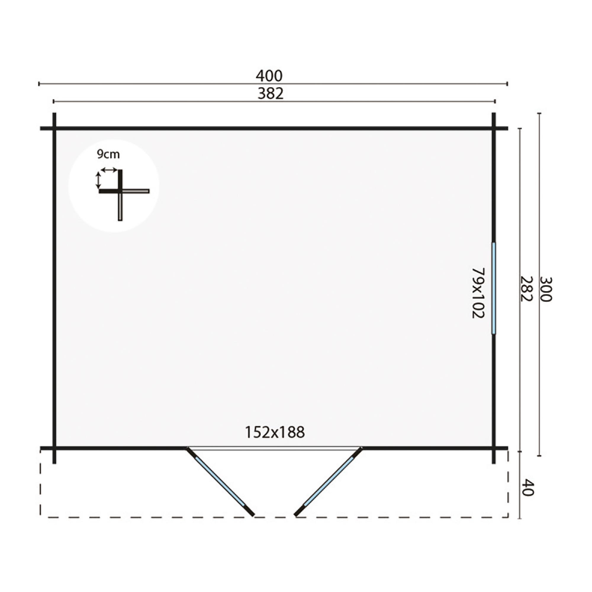 Blokhut - Tuinhuis Dyre | 40 mm | vuren onbehandeld