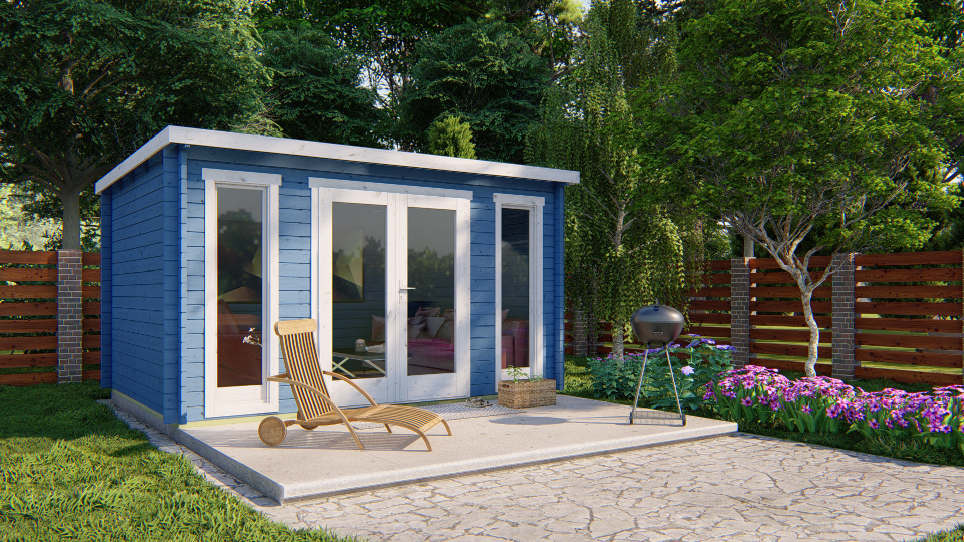 Blokhut - Tuinhuis Maggie | 40 mm | groen geïmpregneerd Blokhut - Tuinhuis Maggie | 40 mm | groen geïmpregneerd