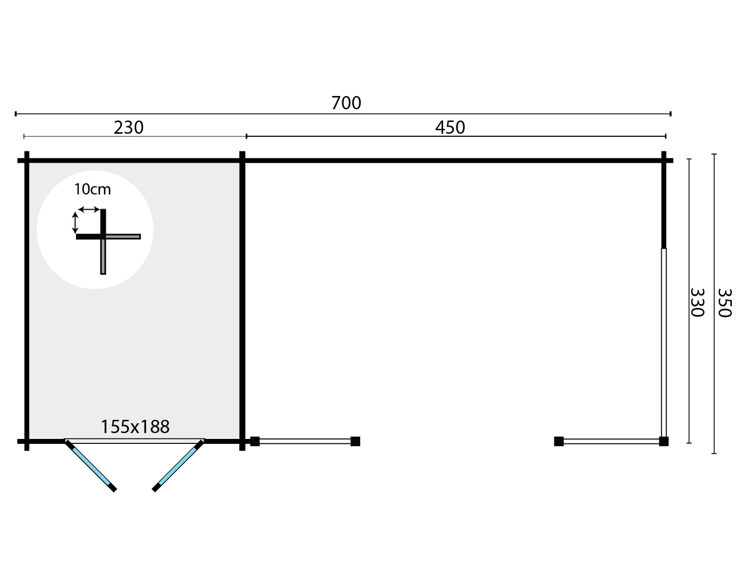 Blokhut - Tuinhuis Kukka | 40 mm | vuren honinggeel geïmpregneerd Blokhut - Tuinhuis Kukka | 40 mm | vuren honinggeel geïmpregneerd