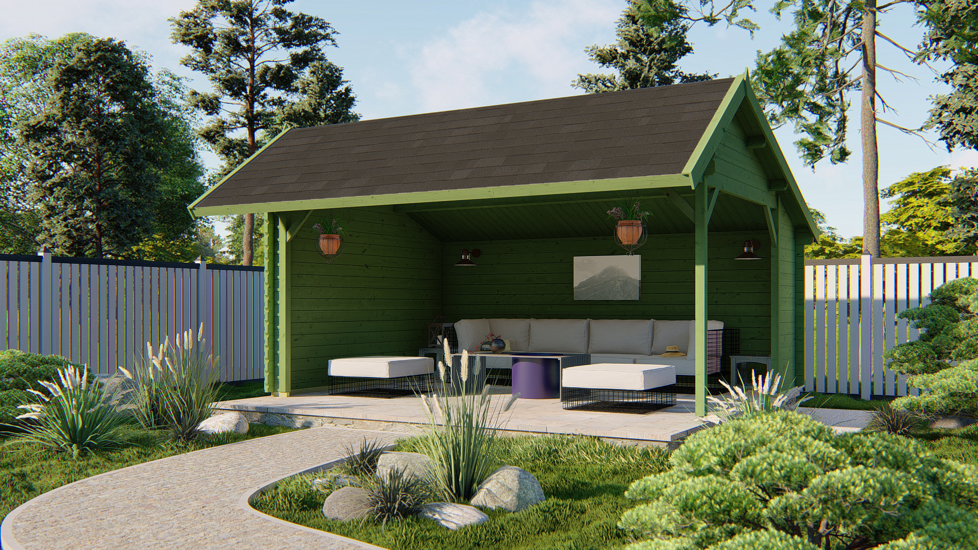 Blokhut - Tuinhuis Thüringen | 44 mm | vuren grijs geïmpregneerd