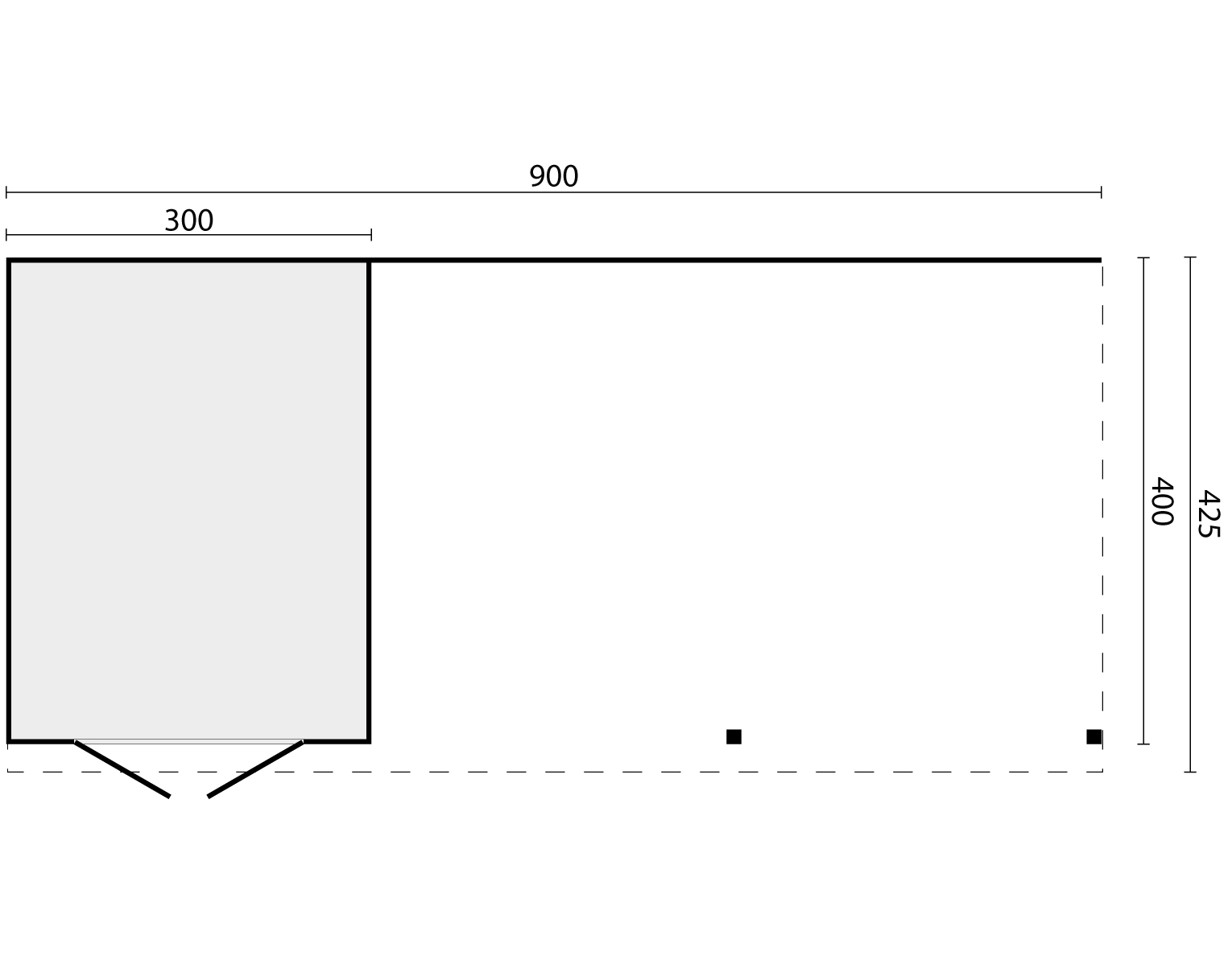 DHZ verblijf Wierden 900 x 400 cm incl. dubbele deur, horizontale wanden onbehandeld