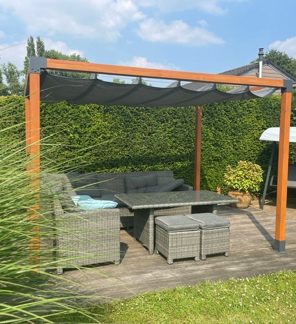 Harmonicadoek 370 x 370 cm lichtgrijs