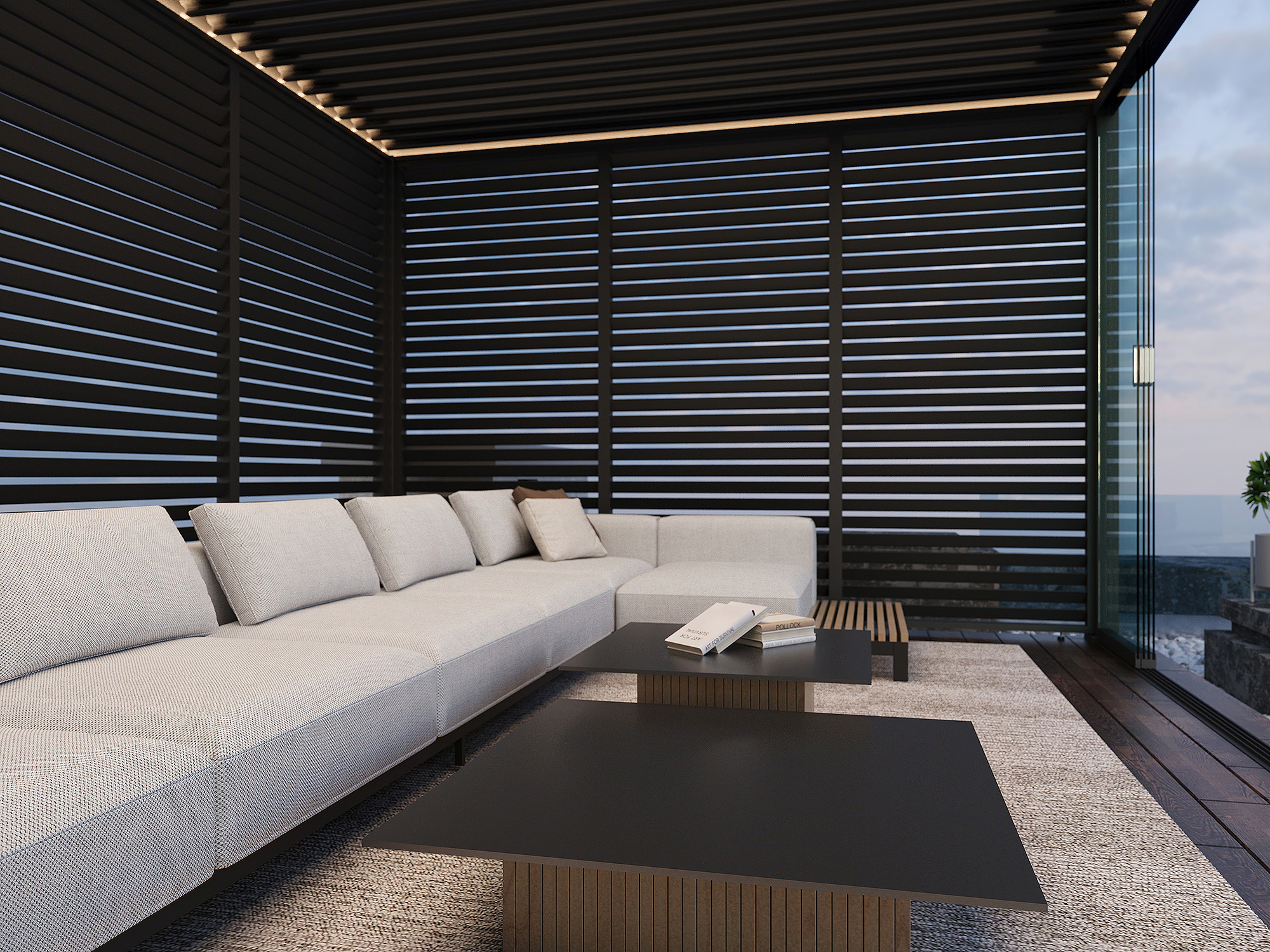 Ambiance Image Aluminium-Vordach Lamellenpaneel 113,3 cm horizontal Anthrazit