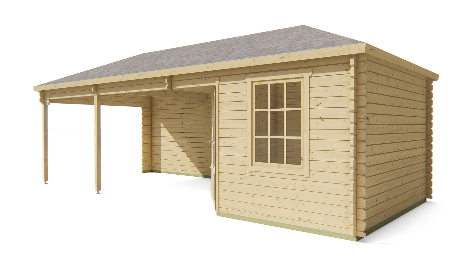 Blokhut - Tuinhuis Paiva | 44 mm | vuren grijs geïmpregneerd Blokhut - Tuinhuis Paiva | 44 mm | vuren grijs geïmpregneerd
