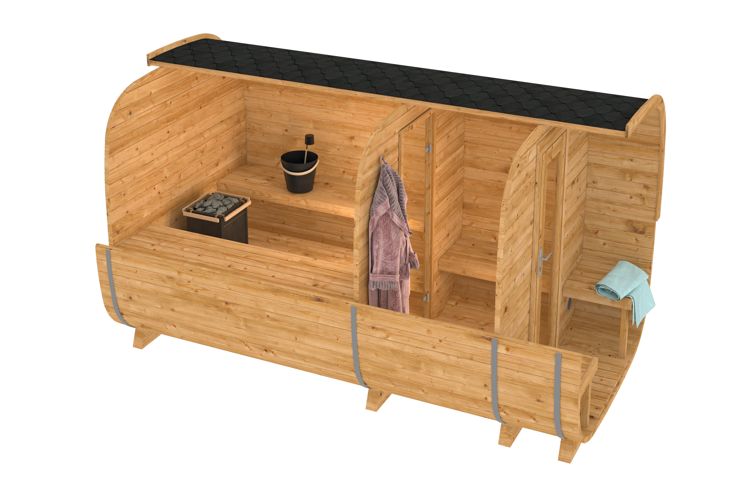 Aanzichten Sauna cube Rovaniemi 390 cm | 42 mm | Thermowood