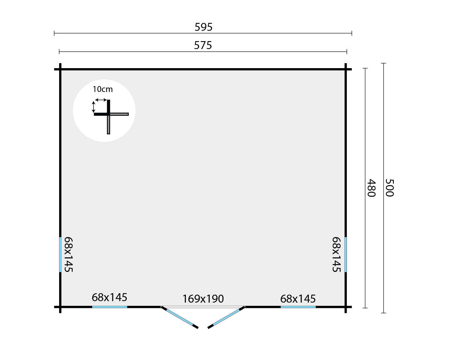 Blokhut - Tuinhuis Calpe | 44 mm | onbehandeld