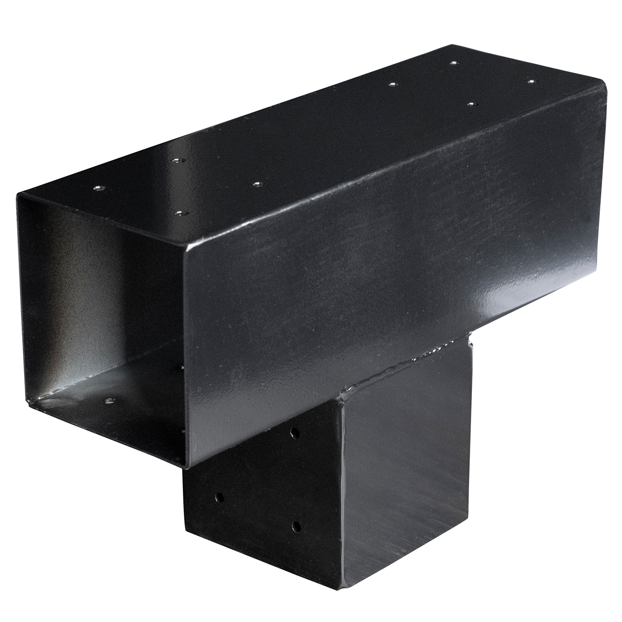Gegalvaniseerd verbindingsstuk 3-weg T-model voor vierkante palen 15 x 15 cm zwart gepoedercoat, incl. bevestigingsset