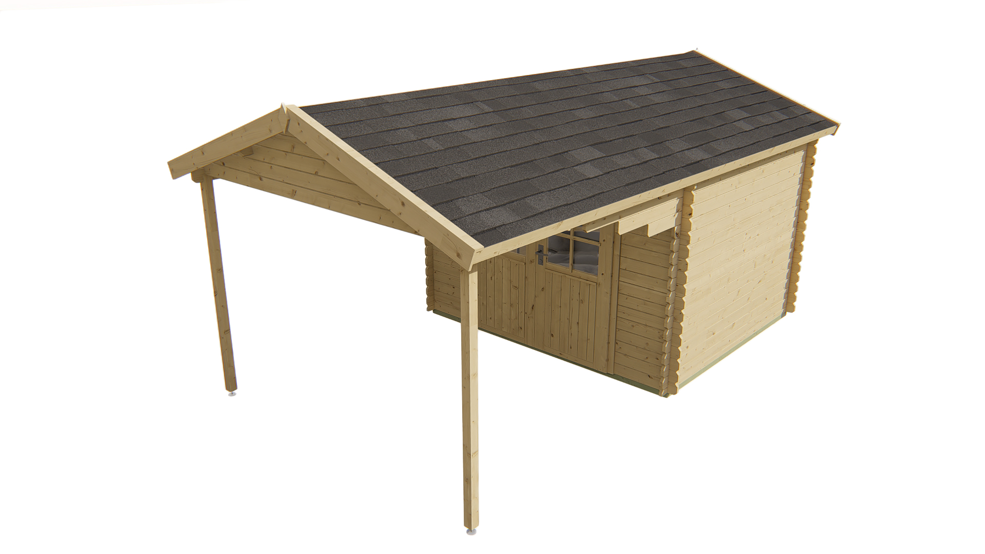 Blokhut - Tuinhuis Georg | 28 mm | vuren groen geïmpregneerd Blokhut - Tuinhuis Georg | 28 mm | vuren groen geïmpregneerd