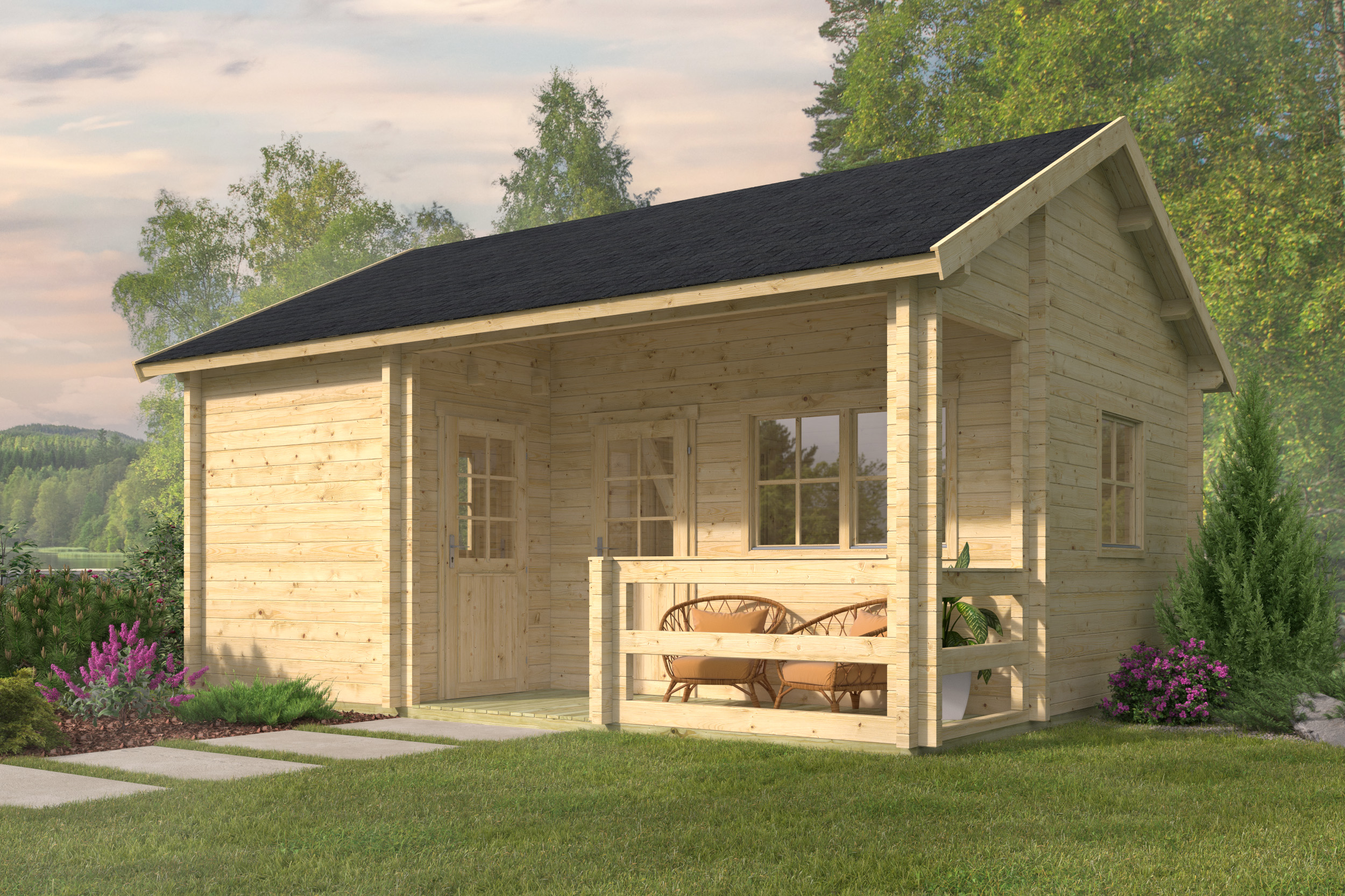 Blokhut - Tuinhuis Edelweiss | 70 mm | vuren Red Class Wood geïmpregneerd