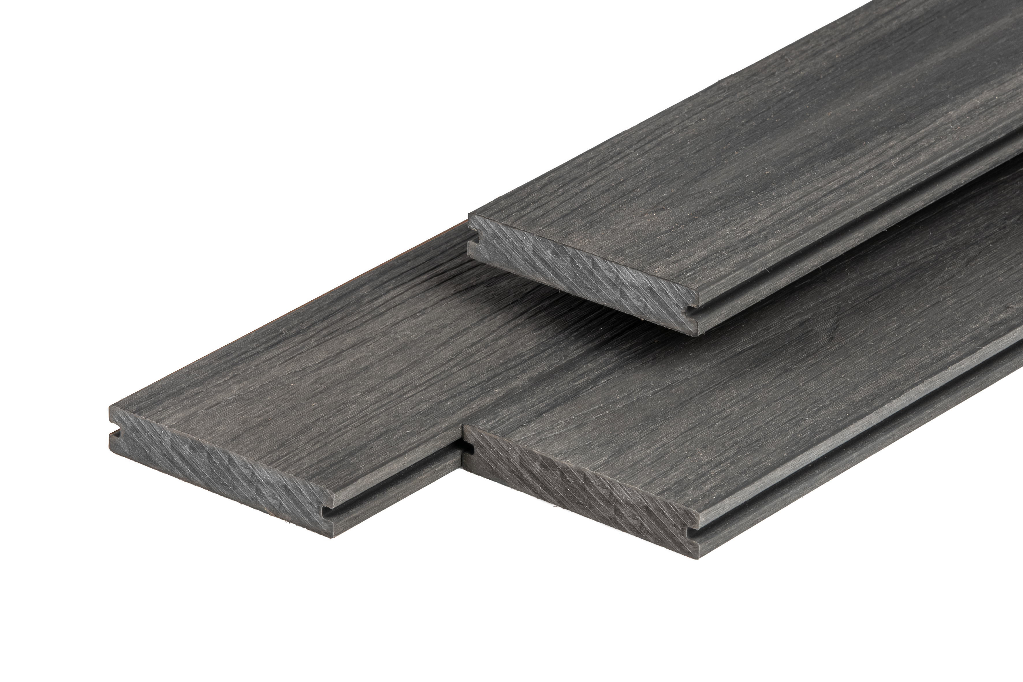 PuraShield composite decking board 2,3 x 13,8 x 300 cm, dark grey, solid, fine-grained, clip system