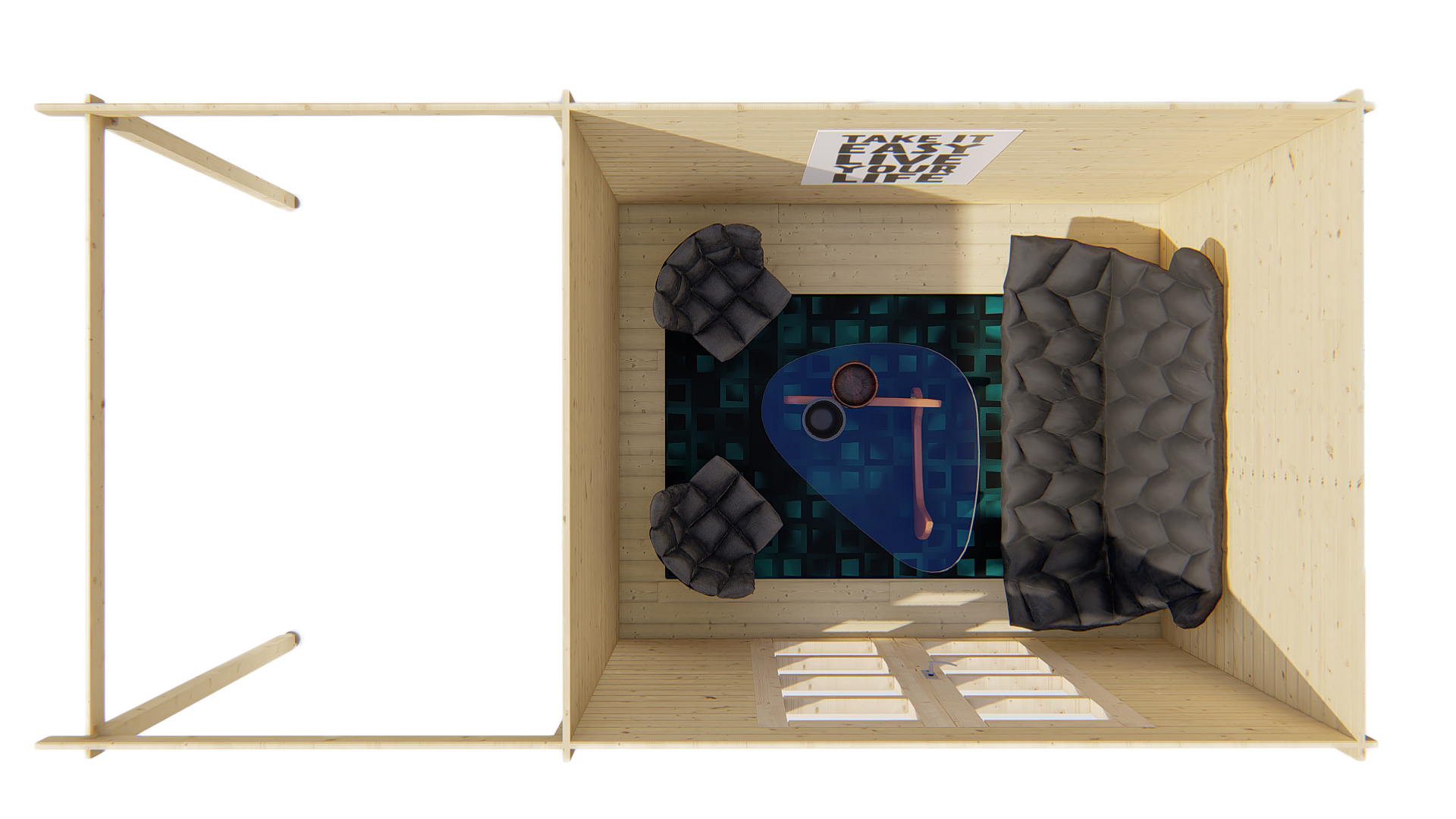 Blokhut - Tuinhuis Extramodern | 28 mm | vuren honinggeel geïmpregneerd Blokhut - Tuinhuis Extramodern | 28 mm | vuren honinggeel geïmpregneerd