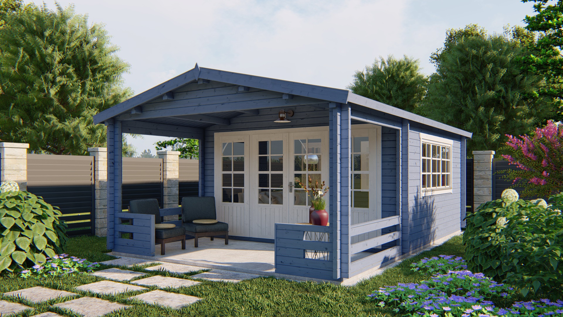 Blokhut - Tuinhuis Ipswich | 58 mm | vuren onbehandeld