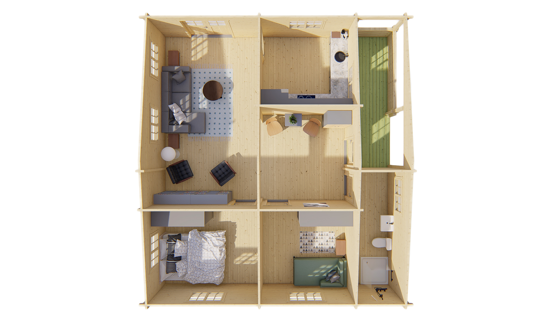 Blokhut - Tuinhuis Fuerteventura | 70 mm | honinggeel geïmpregneerd Blokhut - Tuinhuis Fuerteventura | 70 mm | honinggeel geïmpregneerd