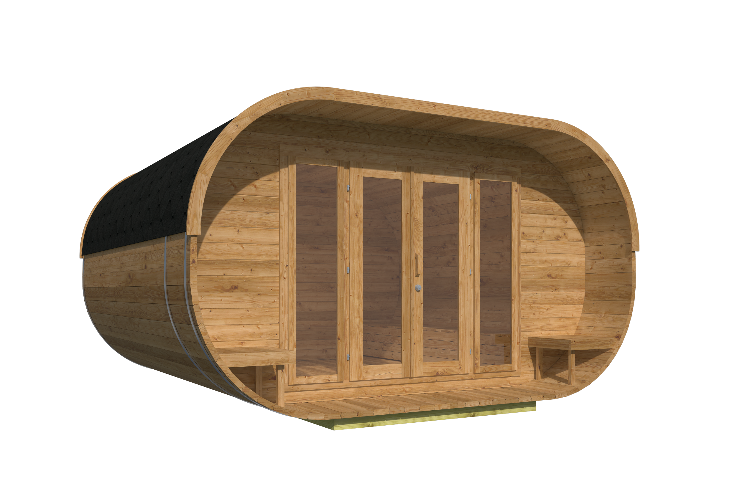 Aanzichten Camping Oval | 28/42 mm | Thermowood | 405x400 cm