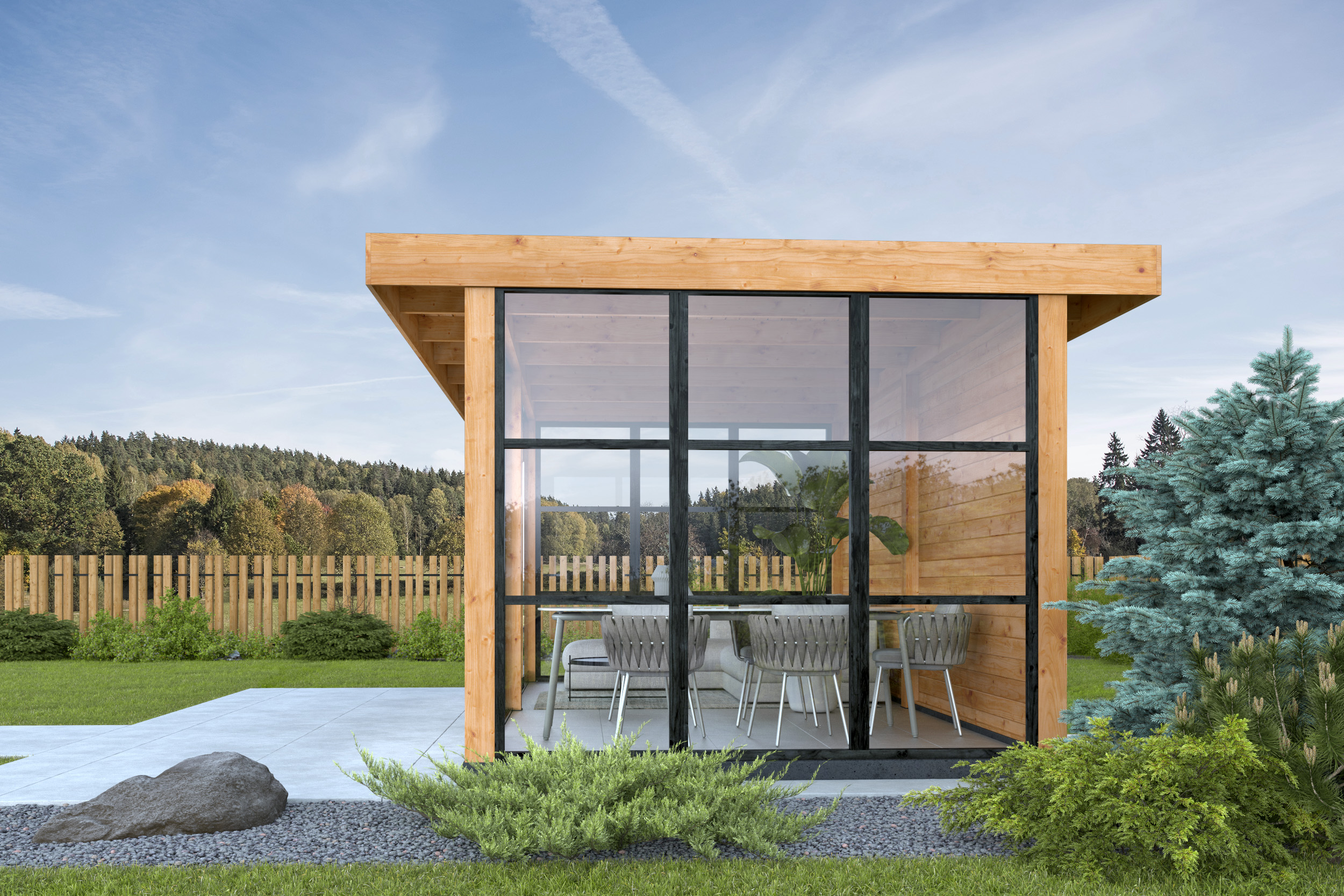 Komplett-Set Glastrennwand in Stahloptik schwarz 232 x 224 cm