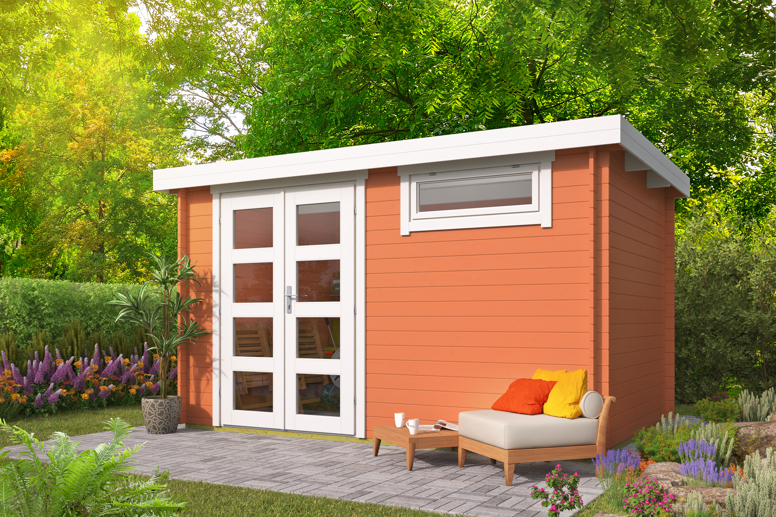 Blokhut - Tuinhuis Ulmod | 28 mm | grijs geïmpregneerd Blokhut - Tuinhuis Ulmod | 28 mm | grijs geïmpregneerd