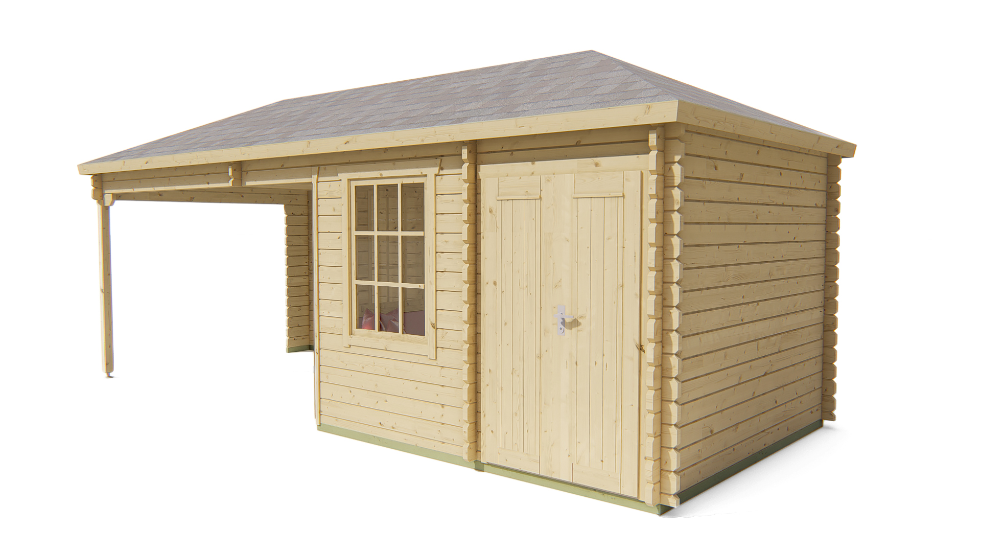 Blokhut - Tuinhuis Olson | 44 mm | vuren groen geïmpregneerd Blokhut - Tuinhuis Olson | 44 mm | vuren groen geïmpregneerd