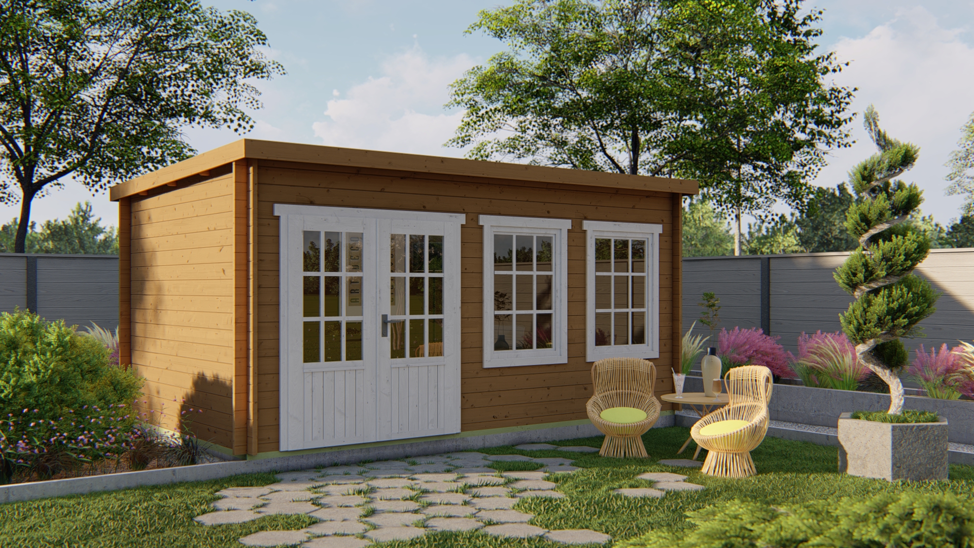 Blokhut - Tuinhuis Sadie | 40 mm | onbehandeld Blokhut - Tuinhuis Sadie | 40 mm | onbehandeld