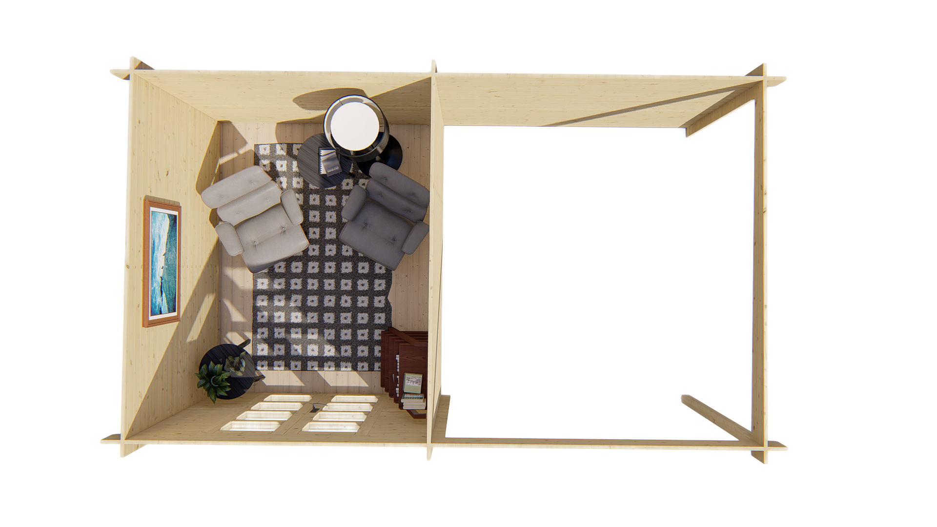 Blokhut - Tuinhuis Eirunn | 28 mm | honinggeel geïmpregneerd Blokhut - Tuinhuis Eirunn | 28 mm | honinggeel geïmpregneerd