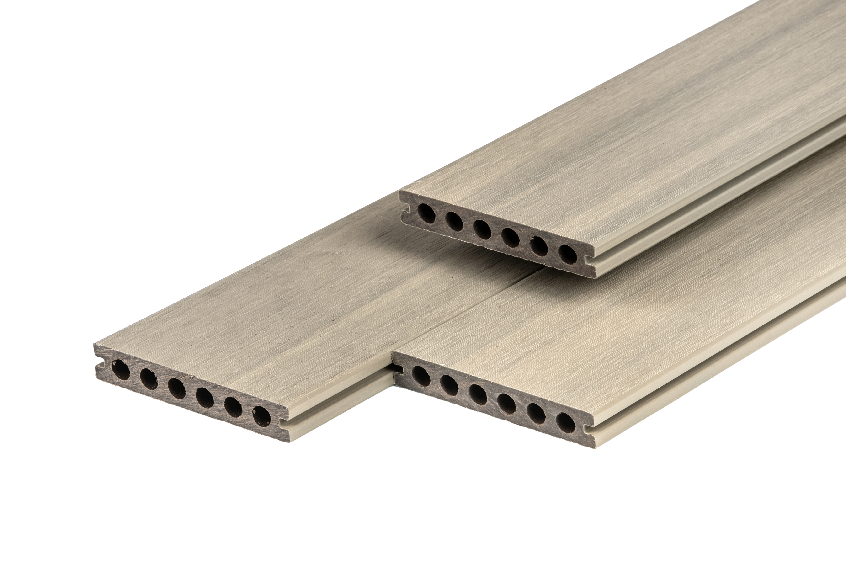 PuraShield composiet vlonderplank 2,3 x 13,8 x 300 cm, light grey, semi-massief, fijne houtnerf, clip systeem