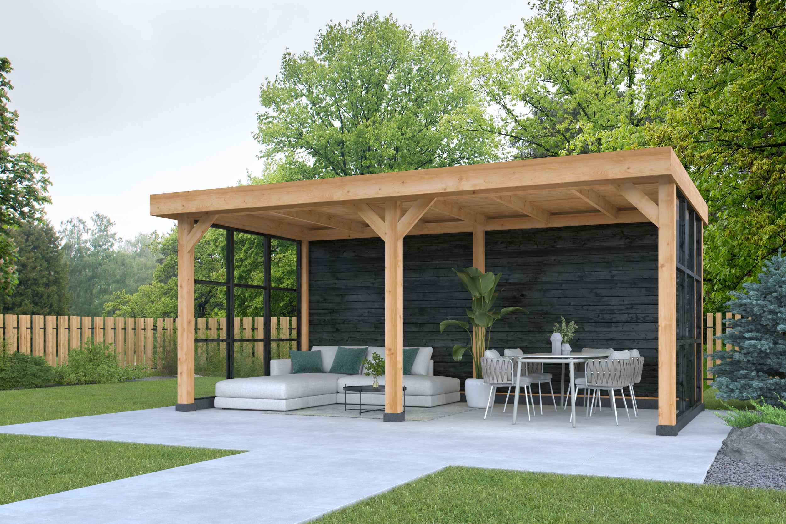 DHZ Plat dak Dalfsen Douglas 600 x 300 cm  zwart geïmpregneerd