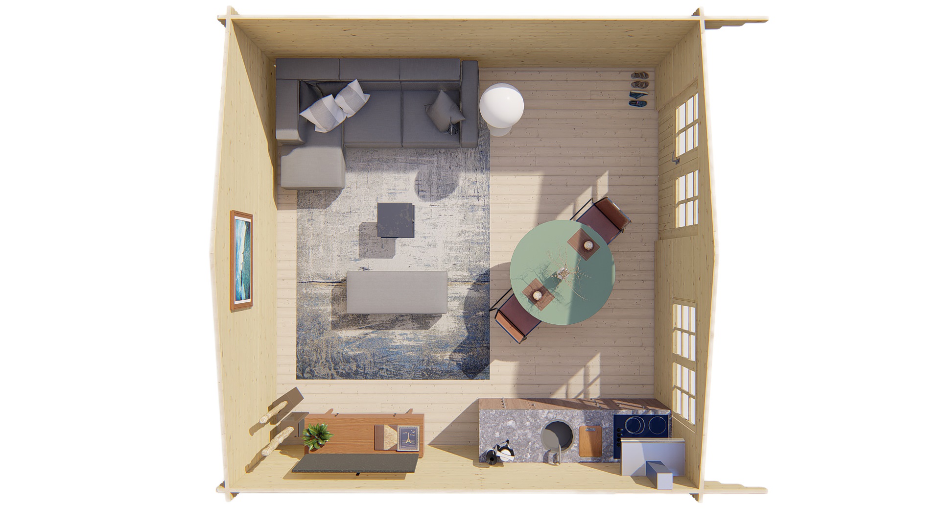 Blokhut - Tuinhuis Hendrick | 44 mm | vuren grijs geïmpregneerd Blokhut - Tuinhuis Hendrick | 44 mm | vuren grijs geïmpregneerd