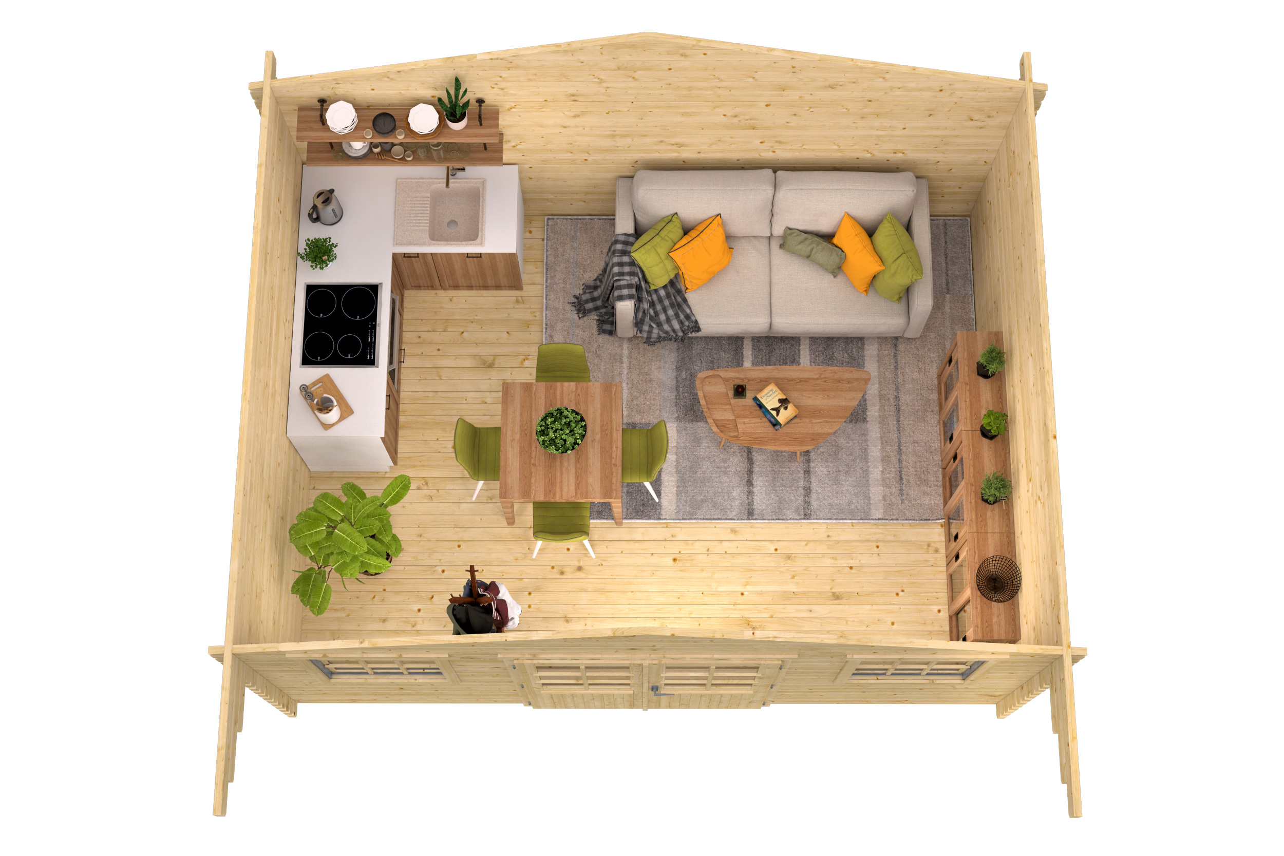 Blokhut - Tuinhuis Pavel | 44 mm | vuren bruin geïmpregneerd Blokhut - Tuinhuis Pavel | 44 mm | vuren bruin geïmpregneerd