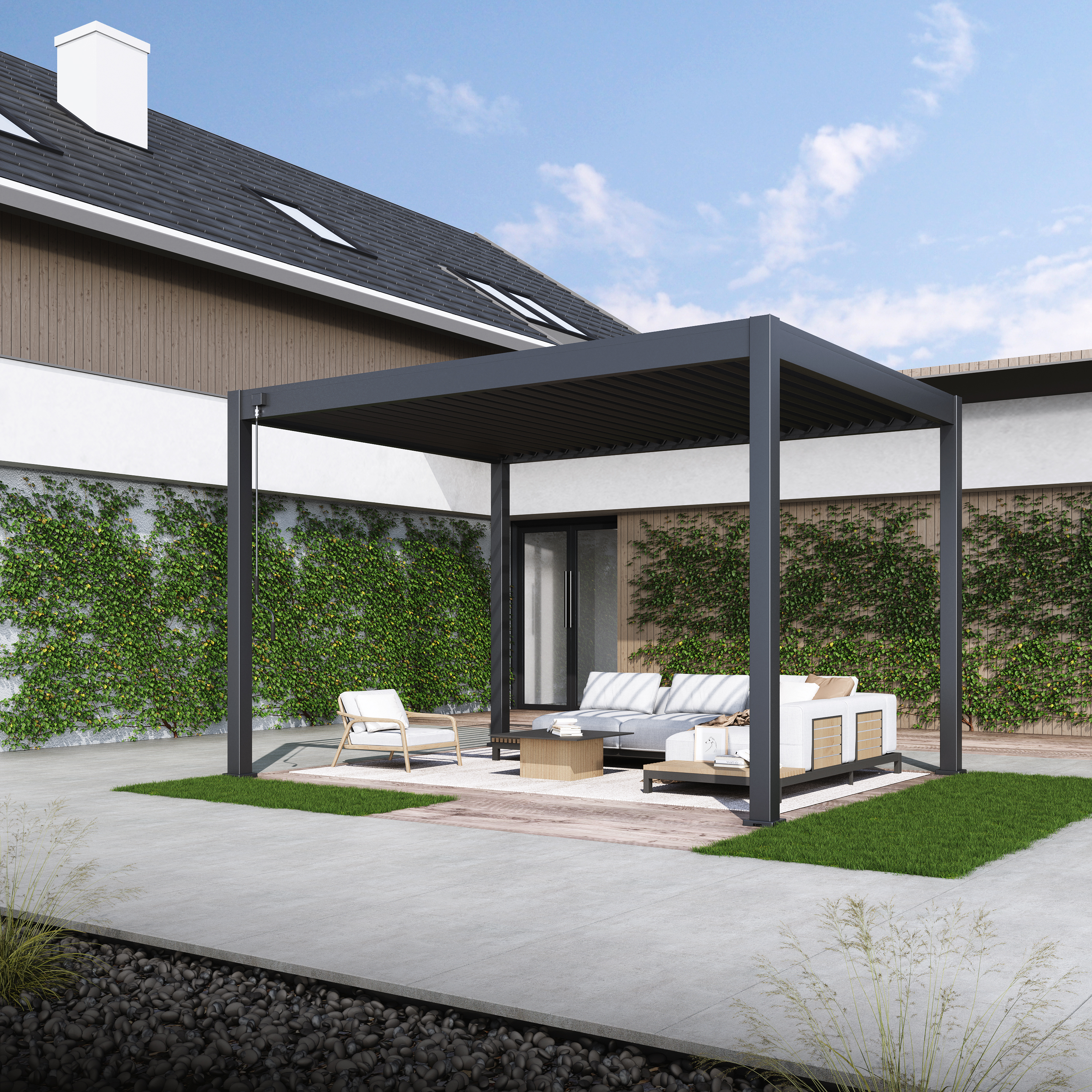 Tuindeco Advance line vrijstaande aluminium overkapping 300 x 400 x 255 cm antraciet — 3
