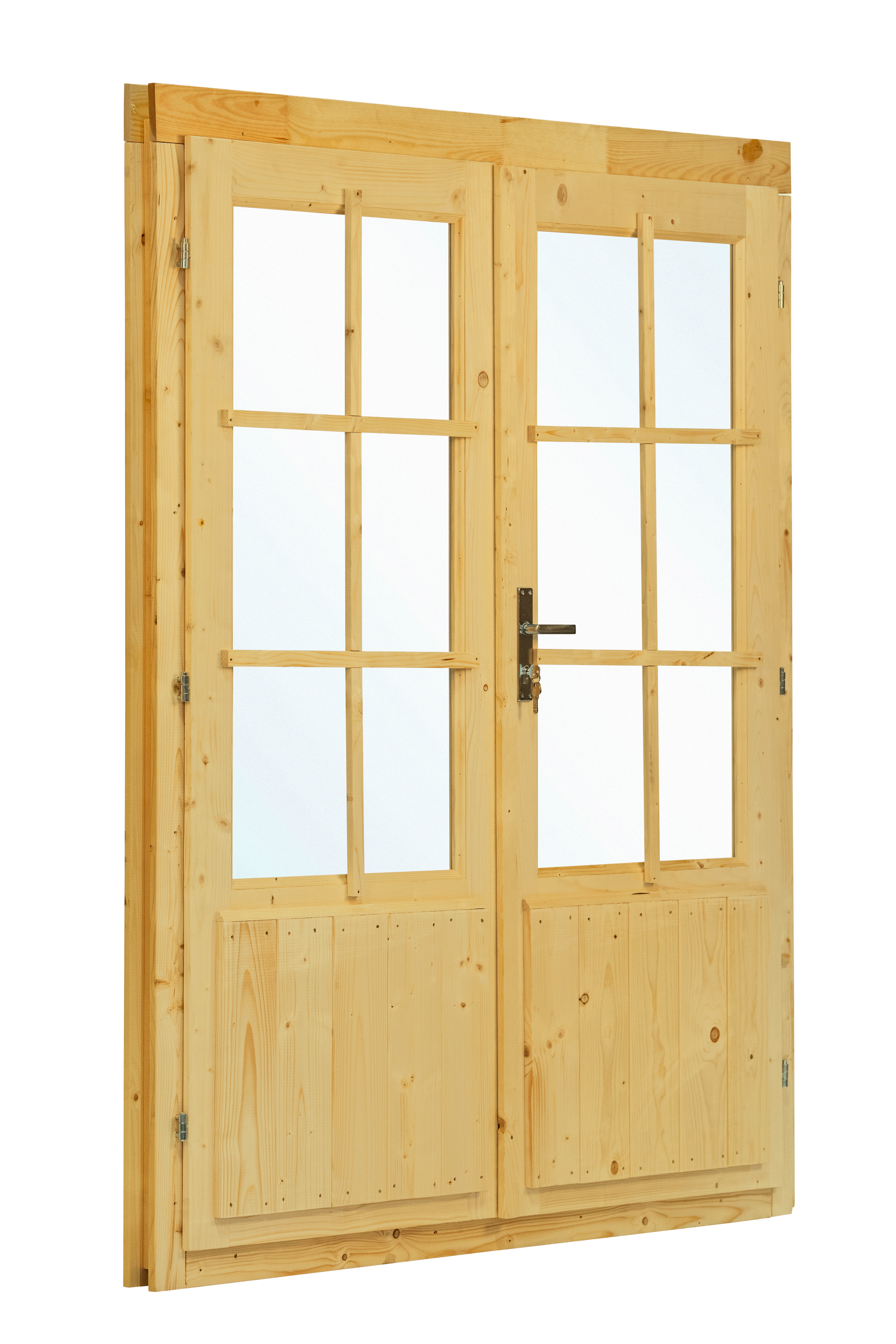 Dubbele deur+kozijn enkel glas D3 | honinggeel geïmpregneerd