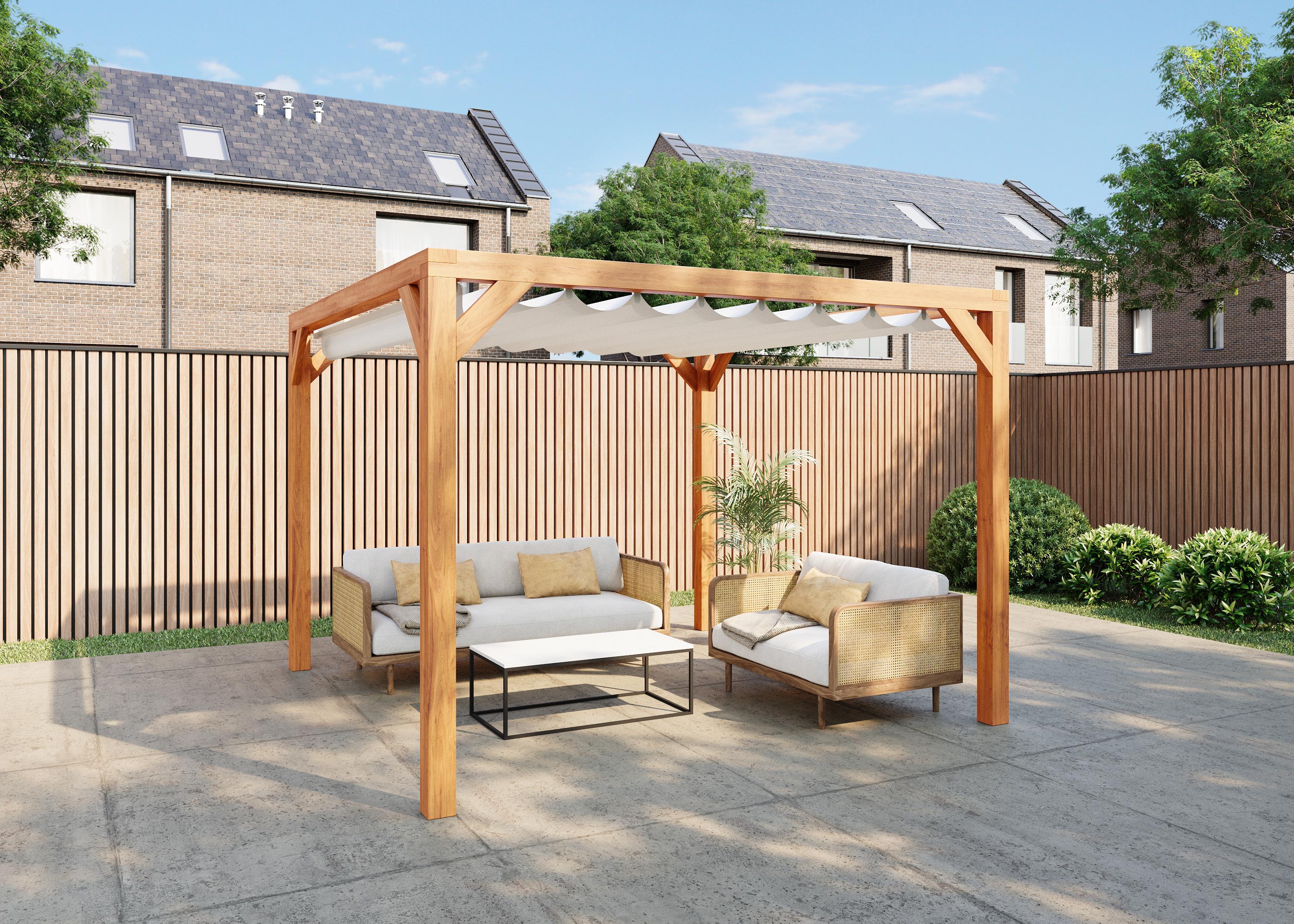 Product image high resolution (main image) Red Class Wood pergola 324 x 324 cm