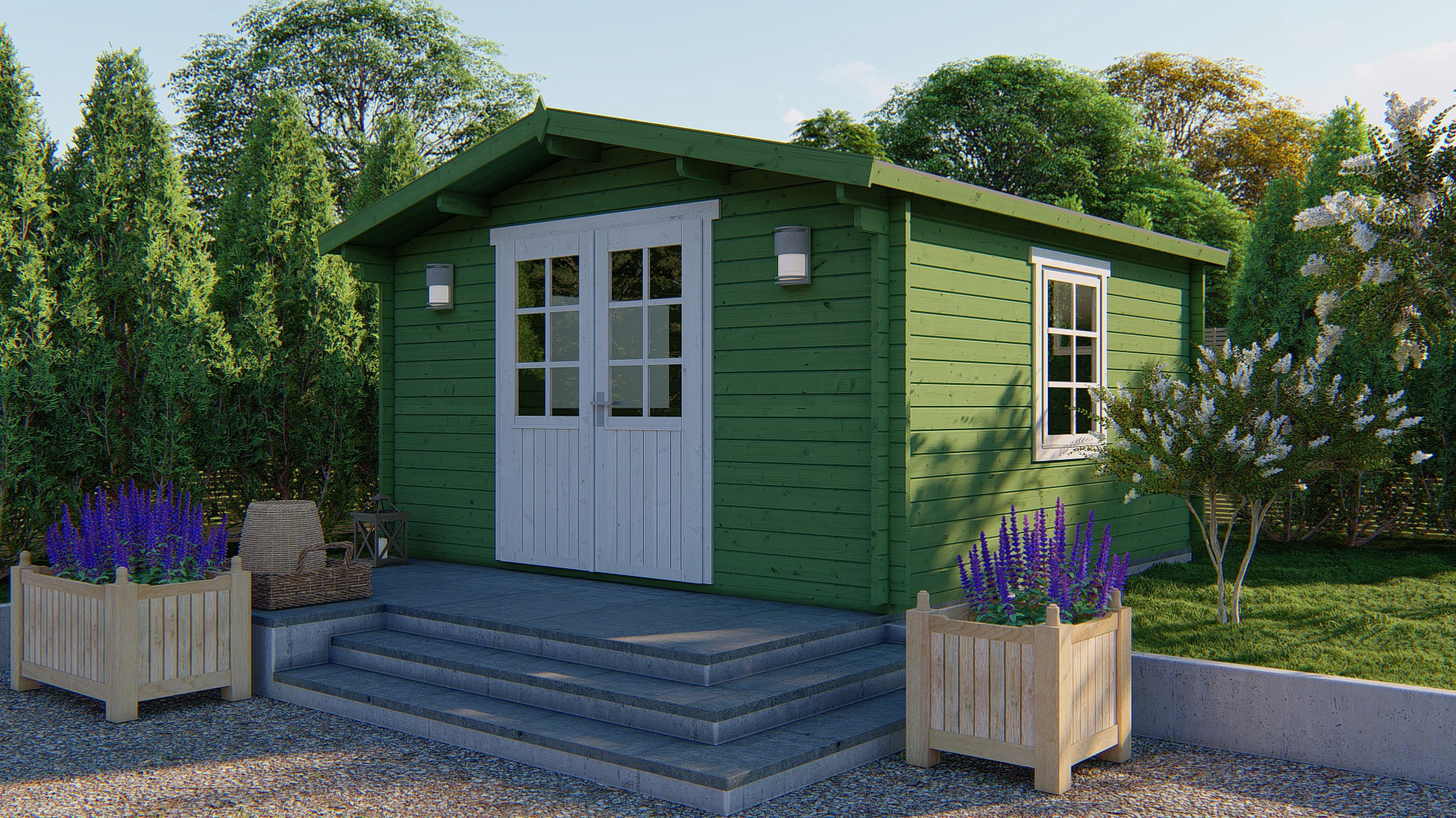 Blokhut - Tuinhuis Gunda | 40 mm | vuren grijs geïmpregneerd Blokhut - Tuinhuis Gunda | 40 mm | vuren grijs geïmpregneerd