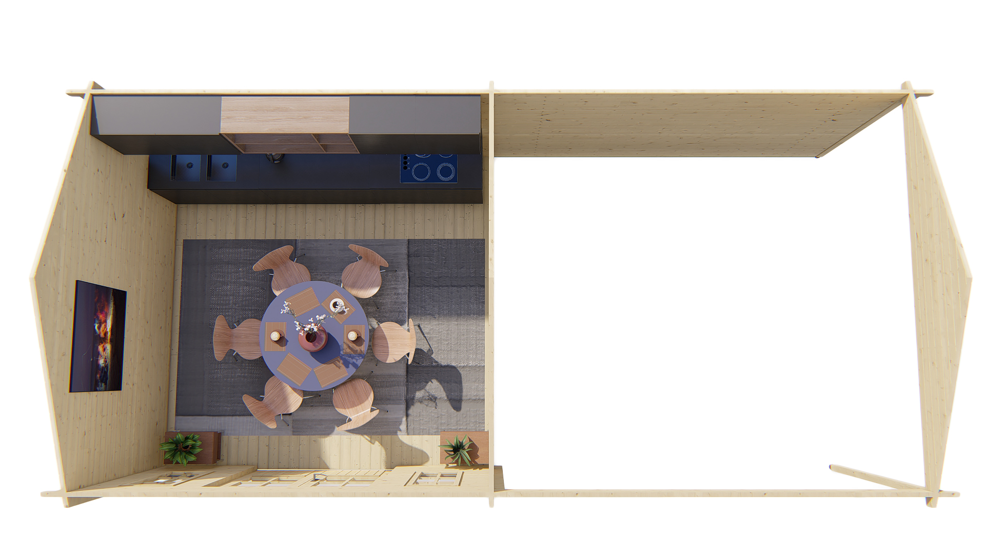 Blokhut - Tuinhuis Kwaspa | 44 mm | vuren bruin geïmpregneerd