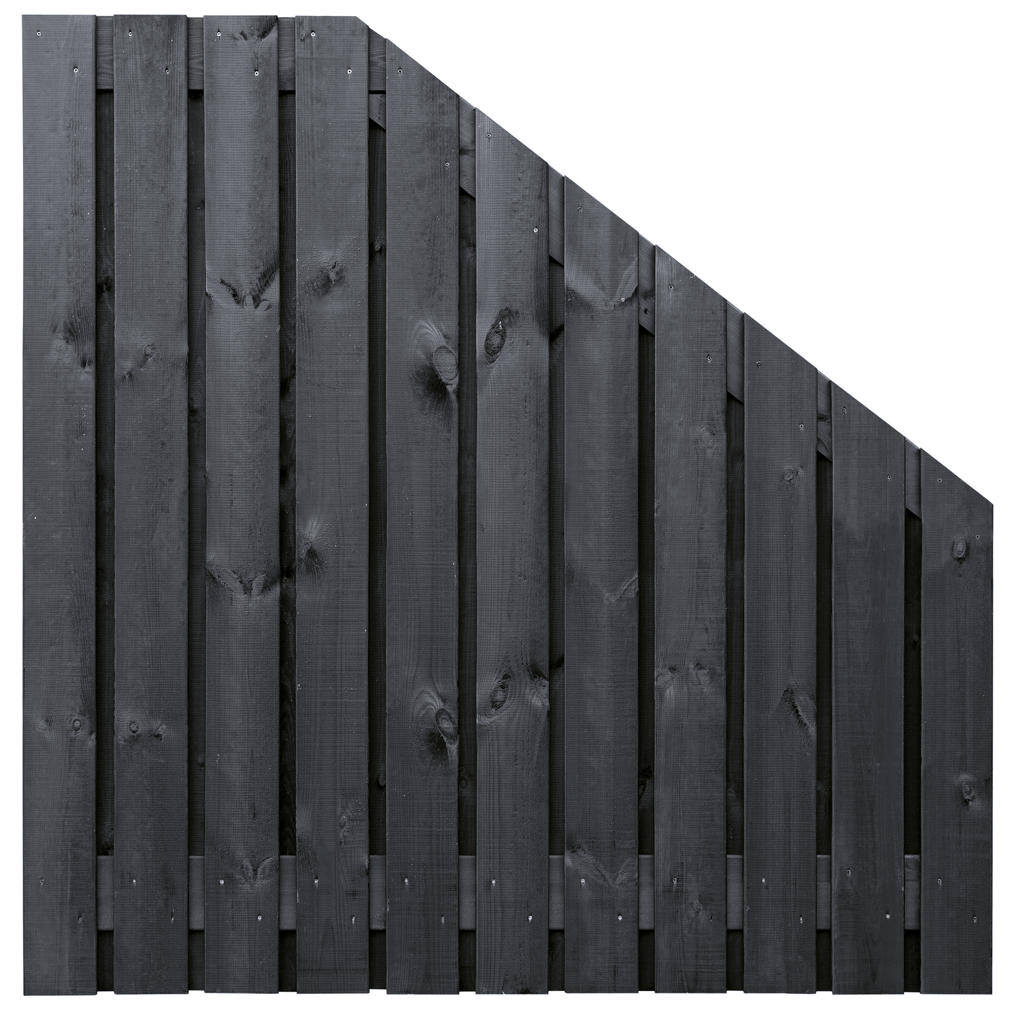 Tuinscherm vuren zwart gespoten 23-planks (21 + 2) Dresden 180/90 x 180 cm verloop