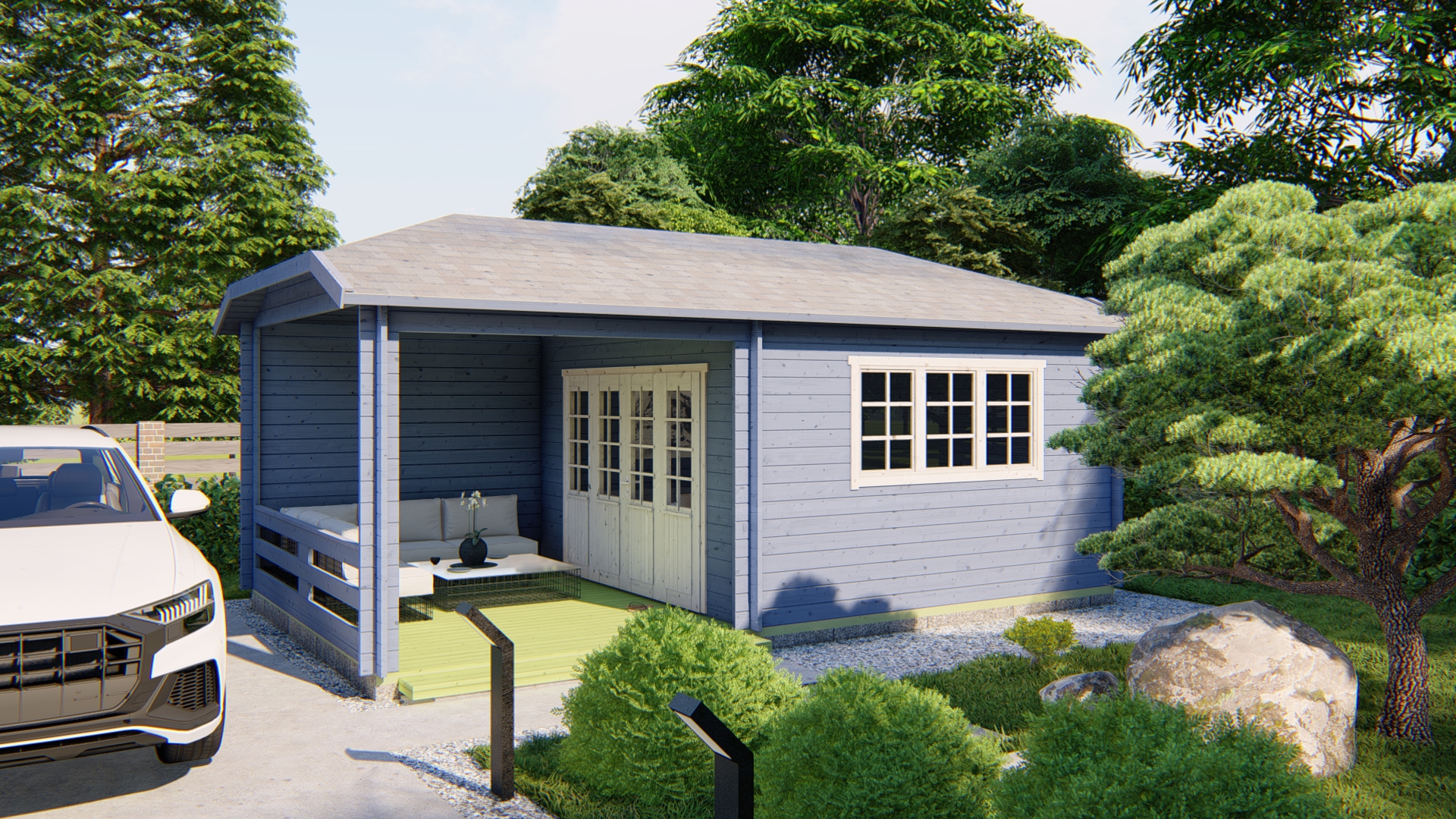 Blokhut - Tuinhuis Torkel | 44 mm | vuren honinggeel geïmpregneerd