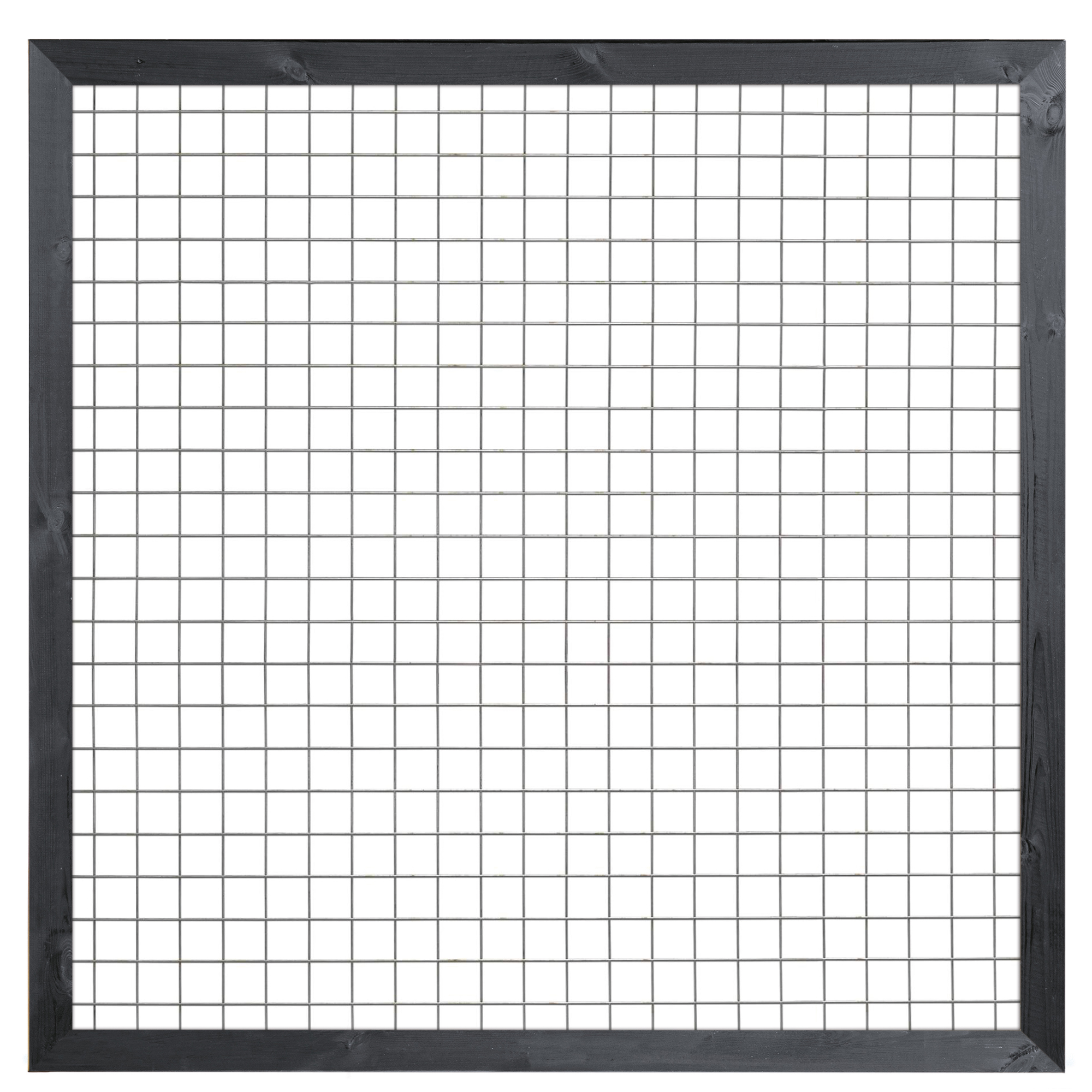 Gaaselement vuurverzinkt maaswijdte 7,5 x 7,5 cm met robuust kader grenen zwart gespoten 4,4 x 9,5 cm H180 x B180 cm