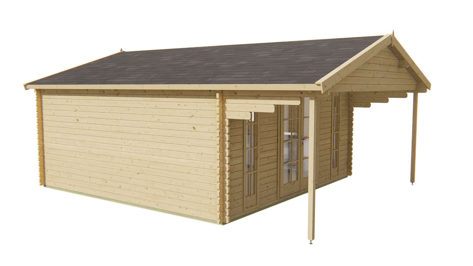 Blokhut - Tuinhuis Emiel | 44 mm | vuren bruin geïmpregneerd Blokhut - Tuinhuis Emiel | 44 mm | vuren bruin geïmpregneerd