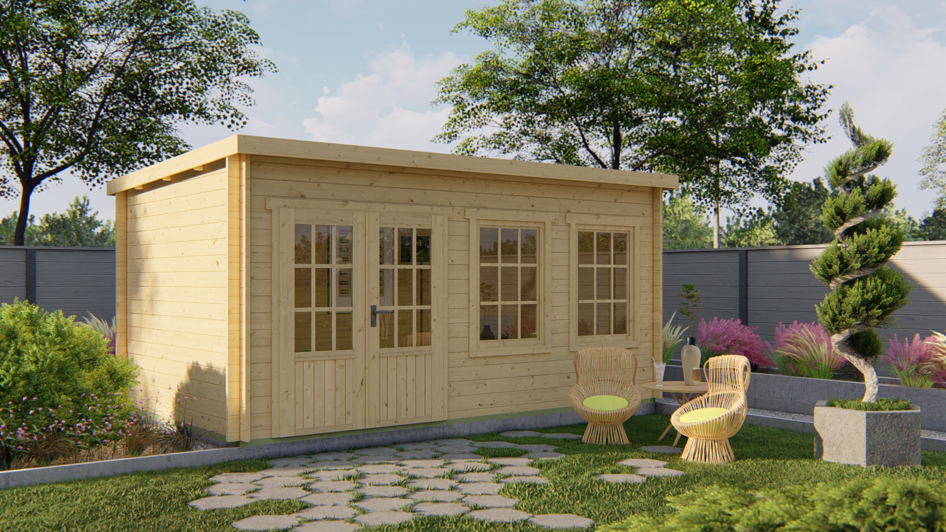 Blokhut - Tuinhuis Sadie | 40 mm | onbehandeld Blokhut - Tuinhuis Sadie | 40 mm | onbehandeld