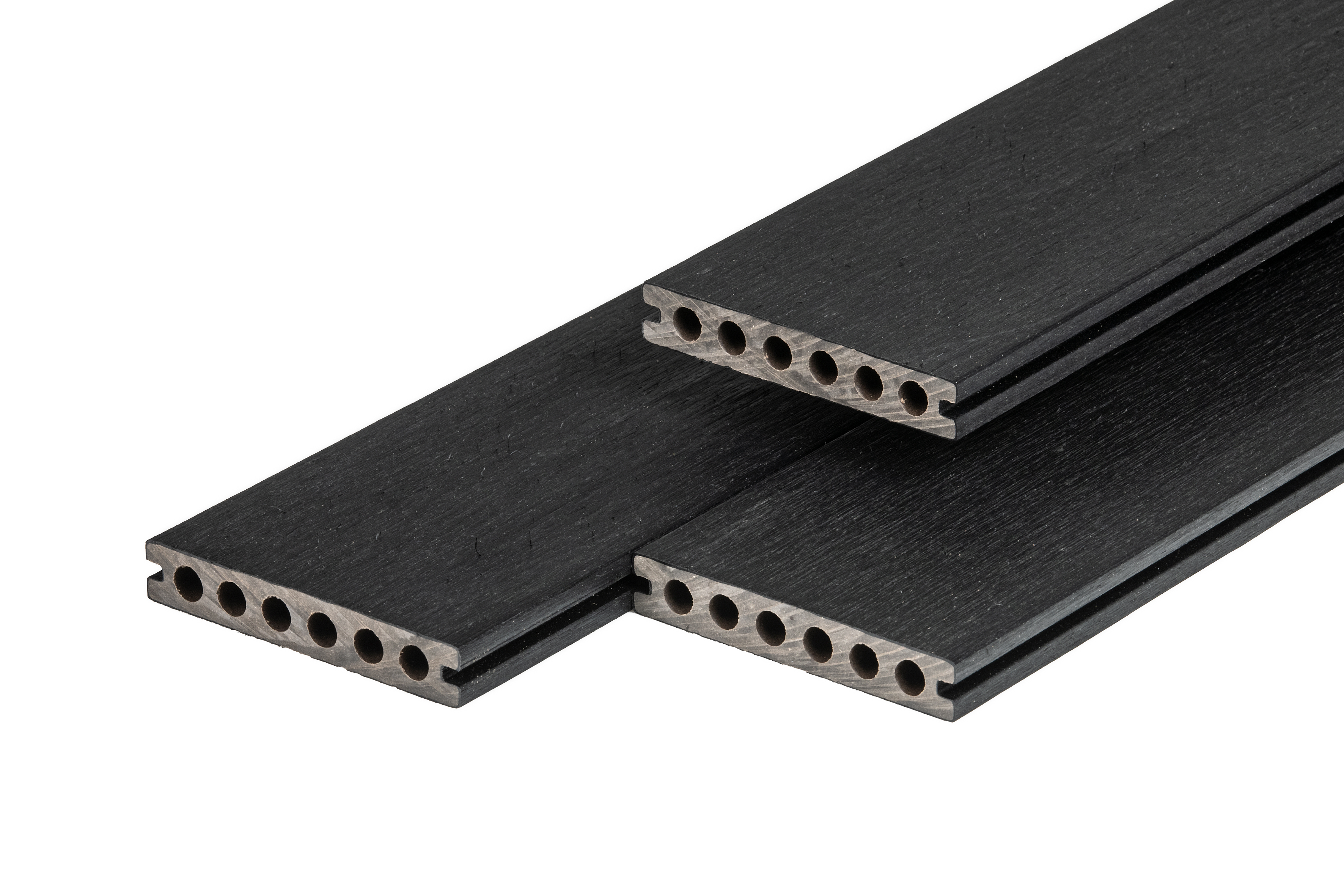 PuraShield composite decking board 2,3 x 13,8 x 300 cm clip system, hollow-core, Ebony Black