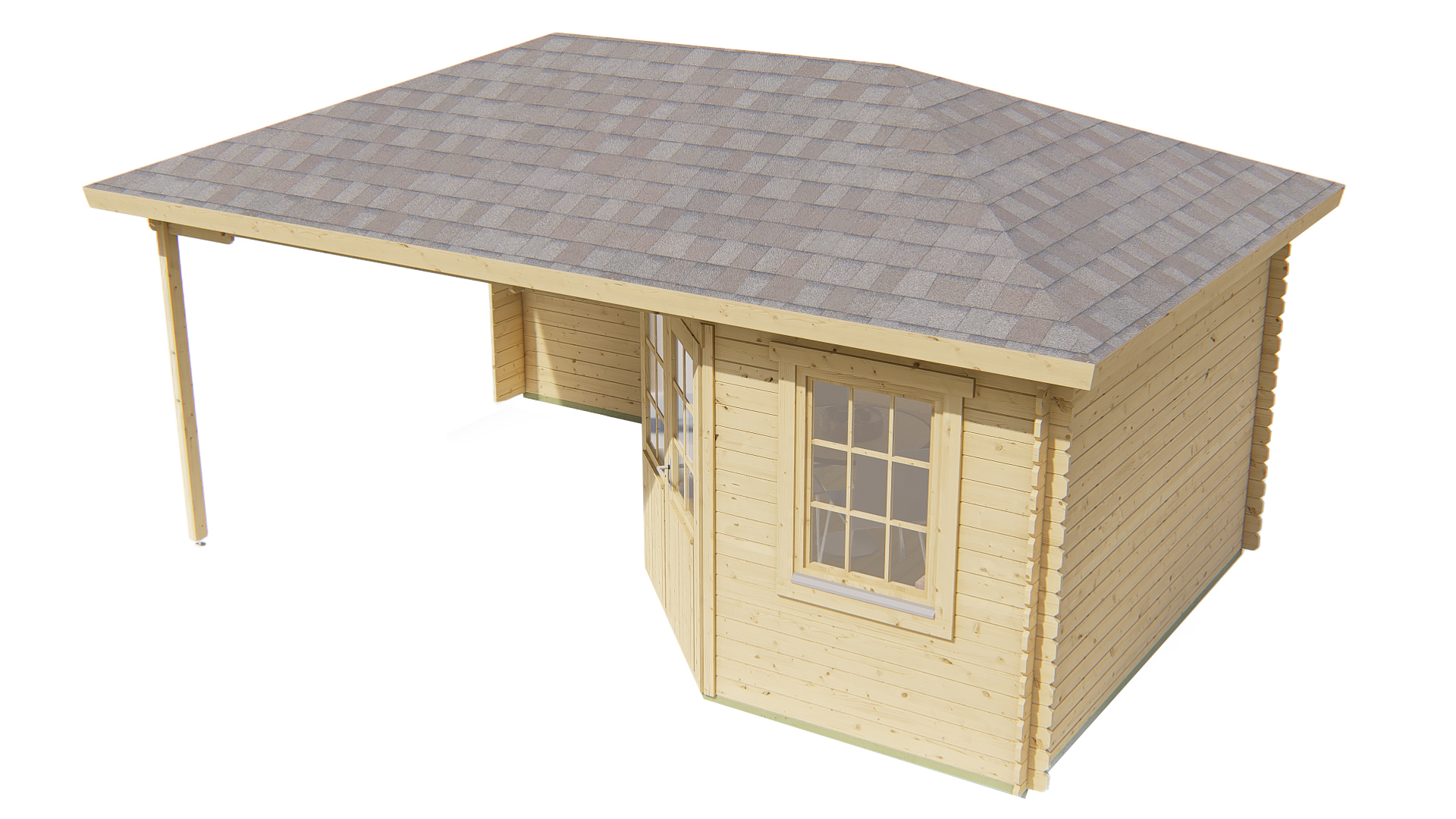 Blokhut - Tuinhuis Christoffer | 28 mm | vuren grijs geïmpregneerd Blokhut - Tuinhuis Christoffer | 28 mm | vuren grijs geïmpregneerd